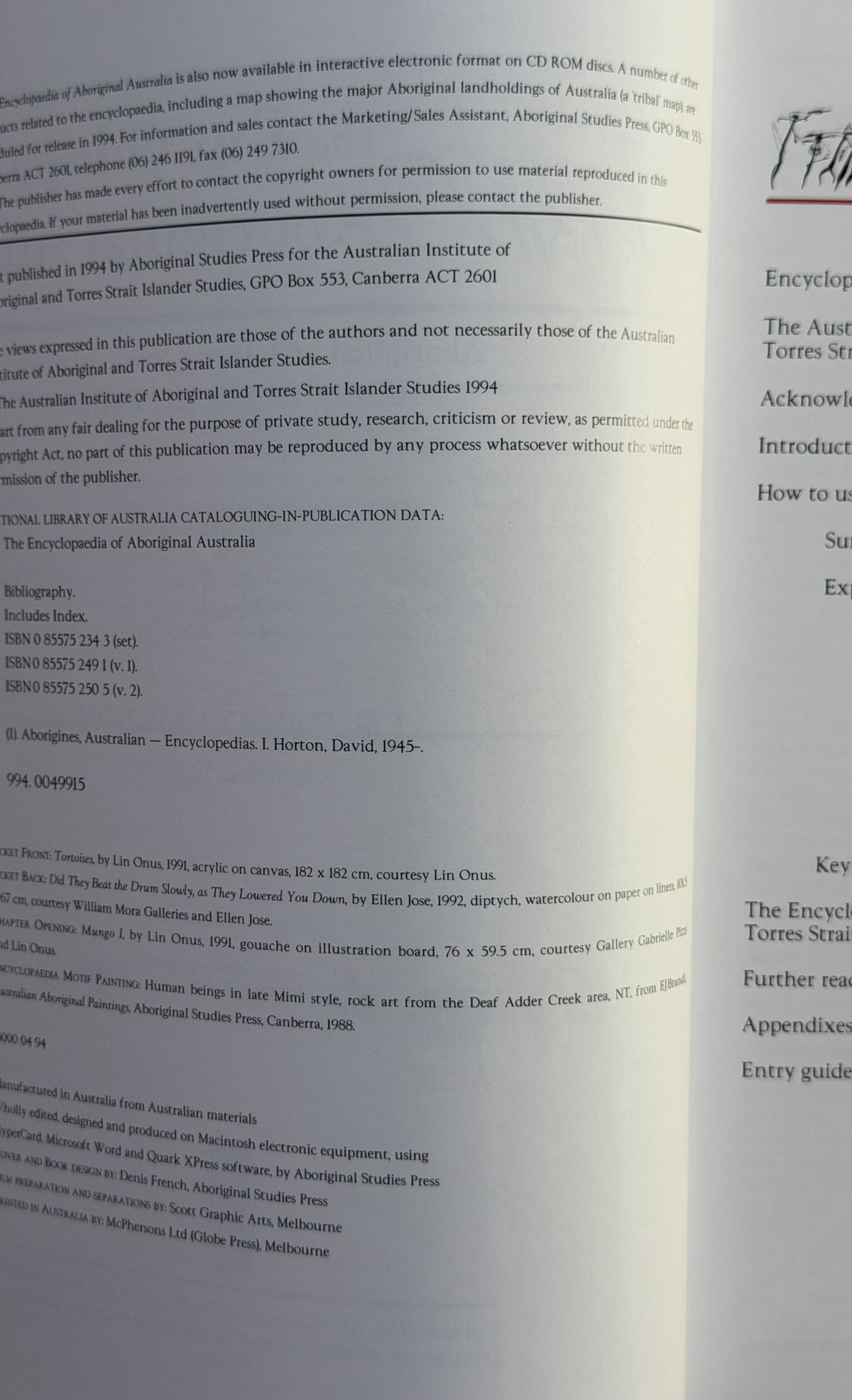 The Encyclopaedia of Aboriginal Australia by David Horton Vol 1 and 2