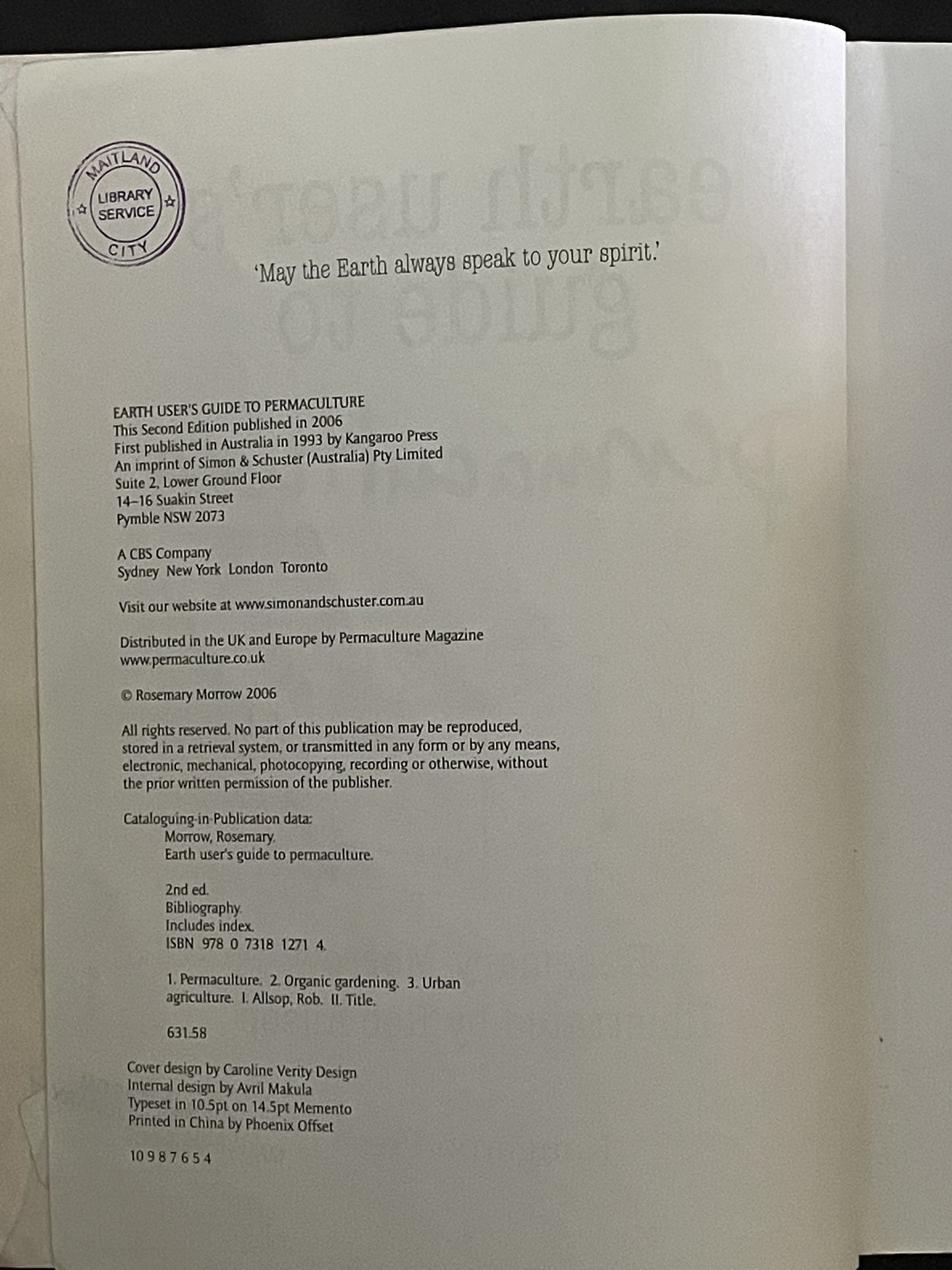 Earth User's Guide to Permaculture by Rosemary Morrow