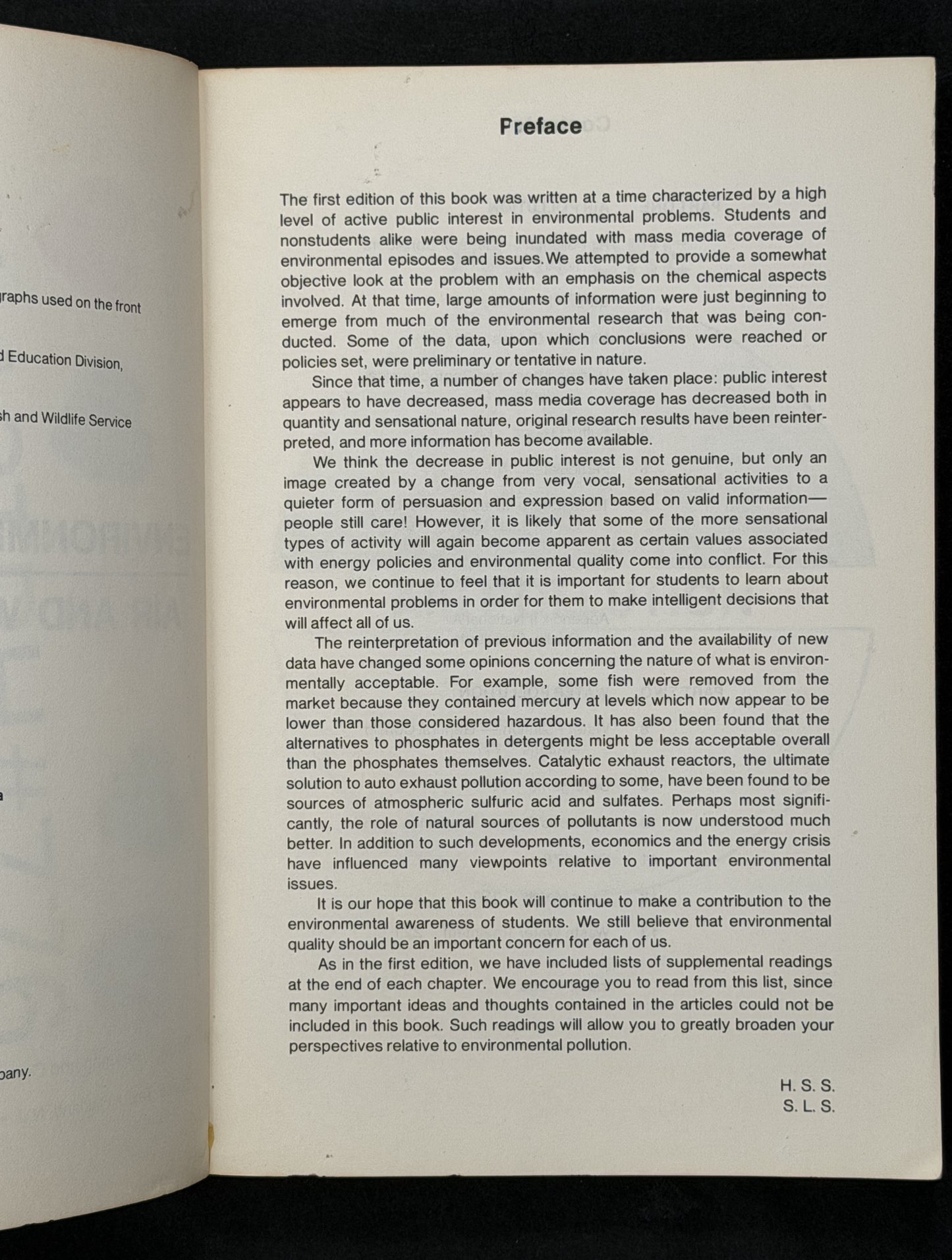 Environmental Chemistry: Air and Water Pollution by H. Stephen Stoker and Spencer L. Seager