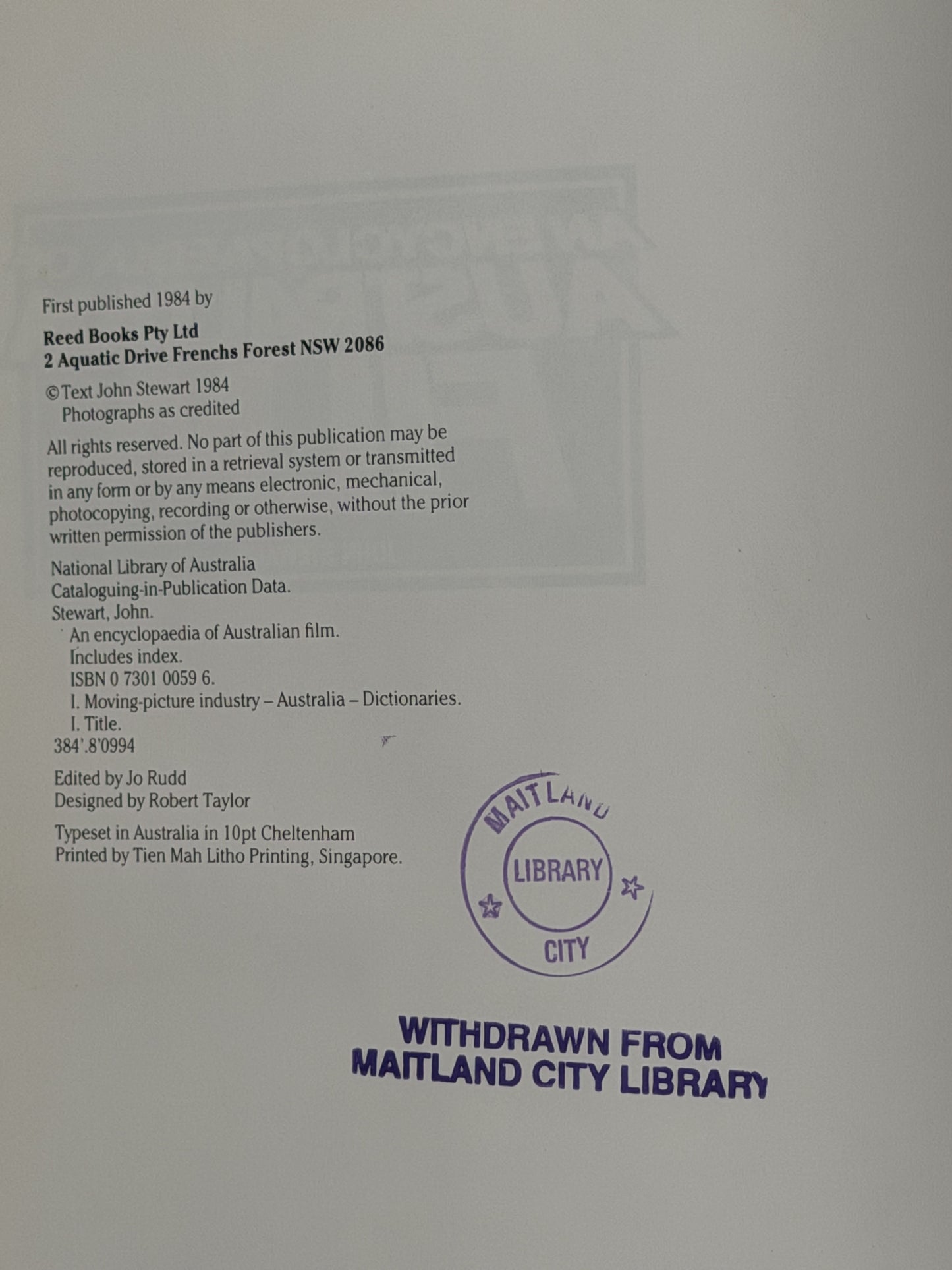 An Encyclopaedia of Australian Film by John Stewart