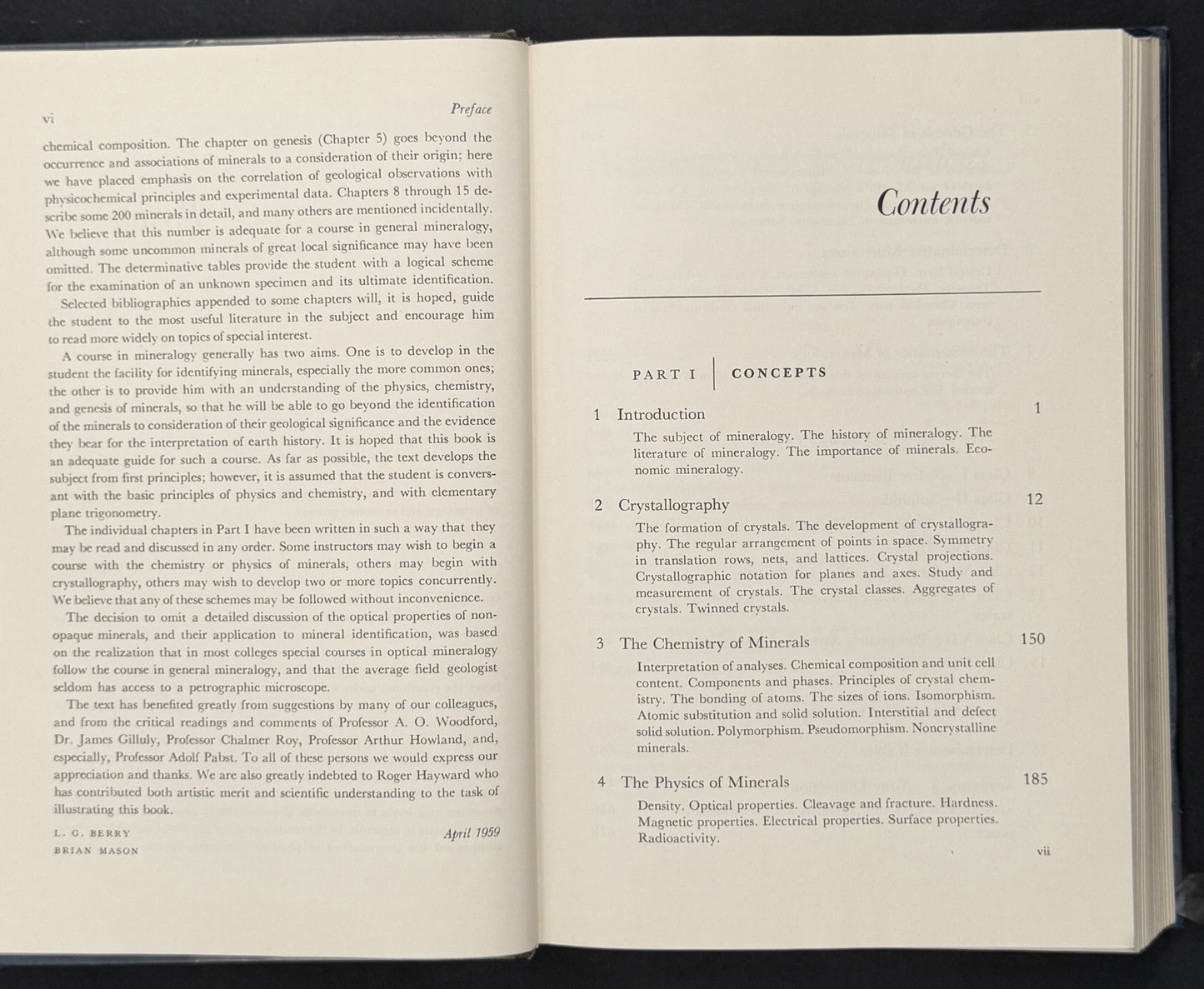 Mineralogy: Concepts, Descriptions, Determinations by L. G. Berry and Brian Mason