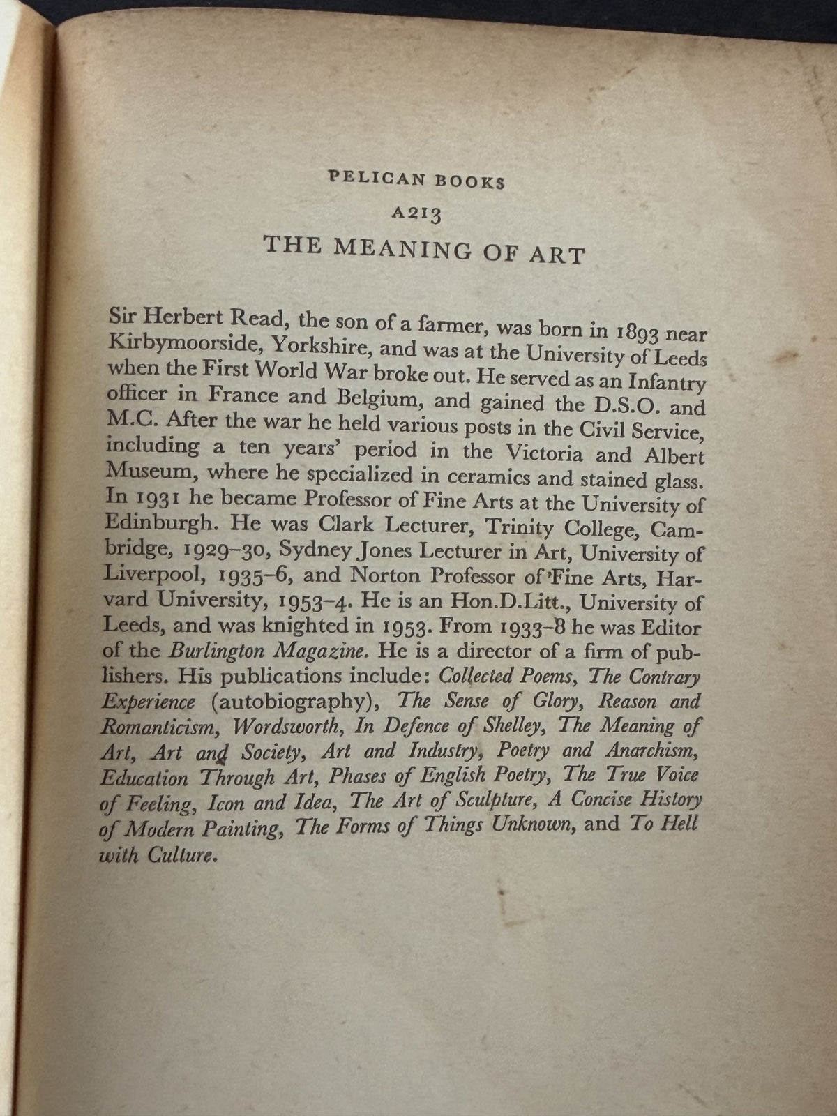 The Meaning of Art by Herbert Read