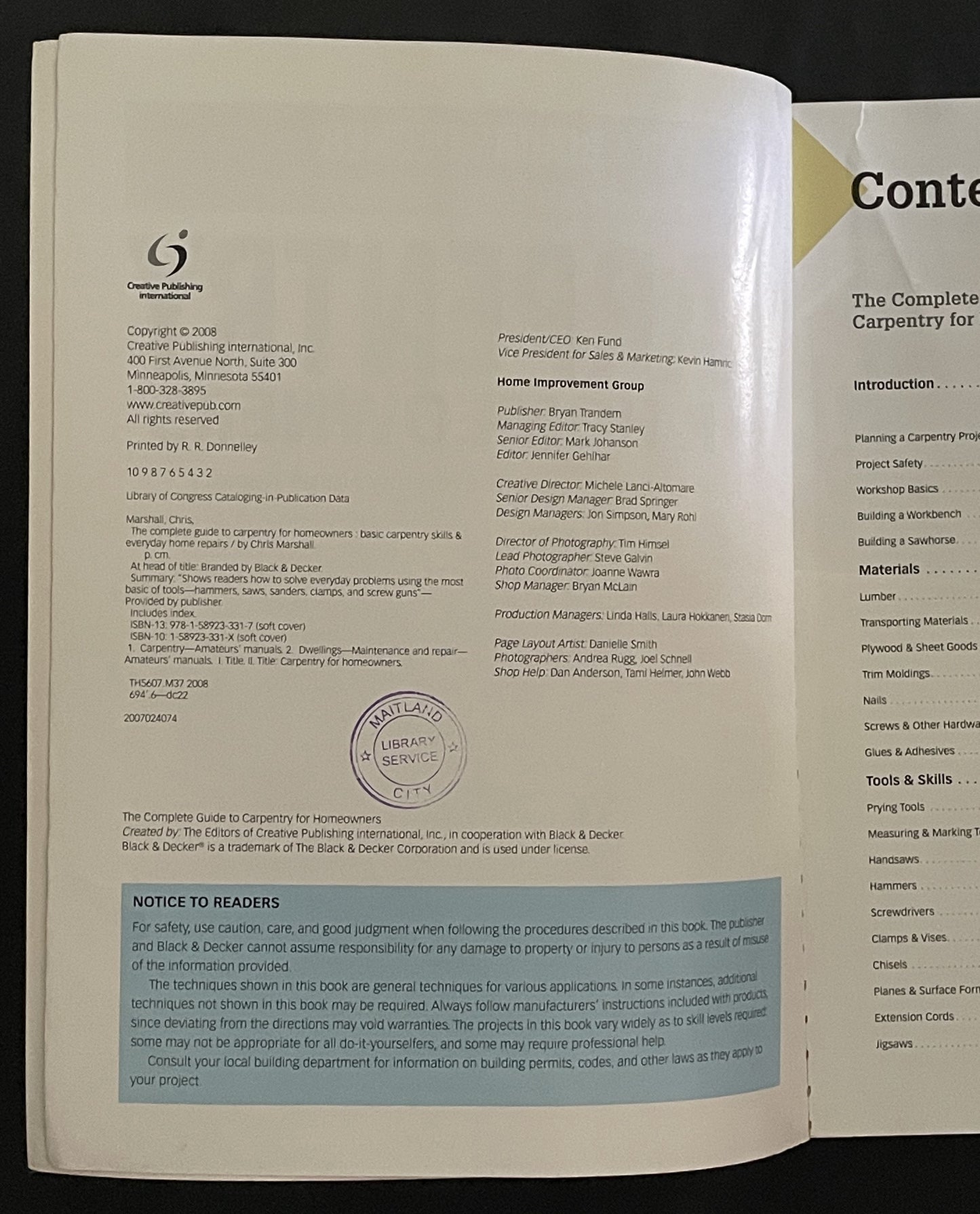 Black & Decker The Complete Guide to Carpentry for Homeowners by Chris Marshall