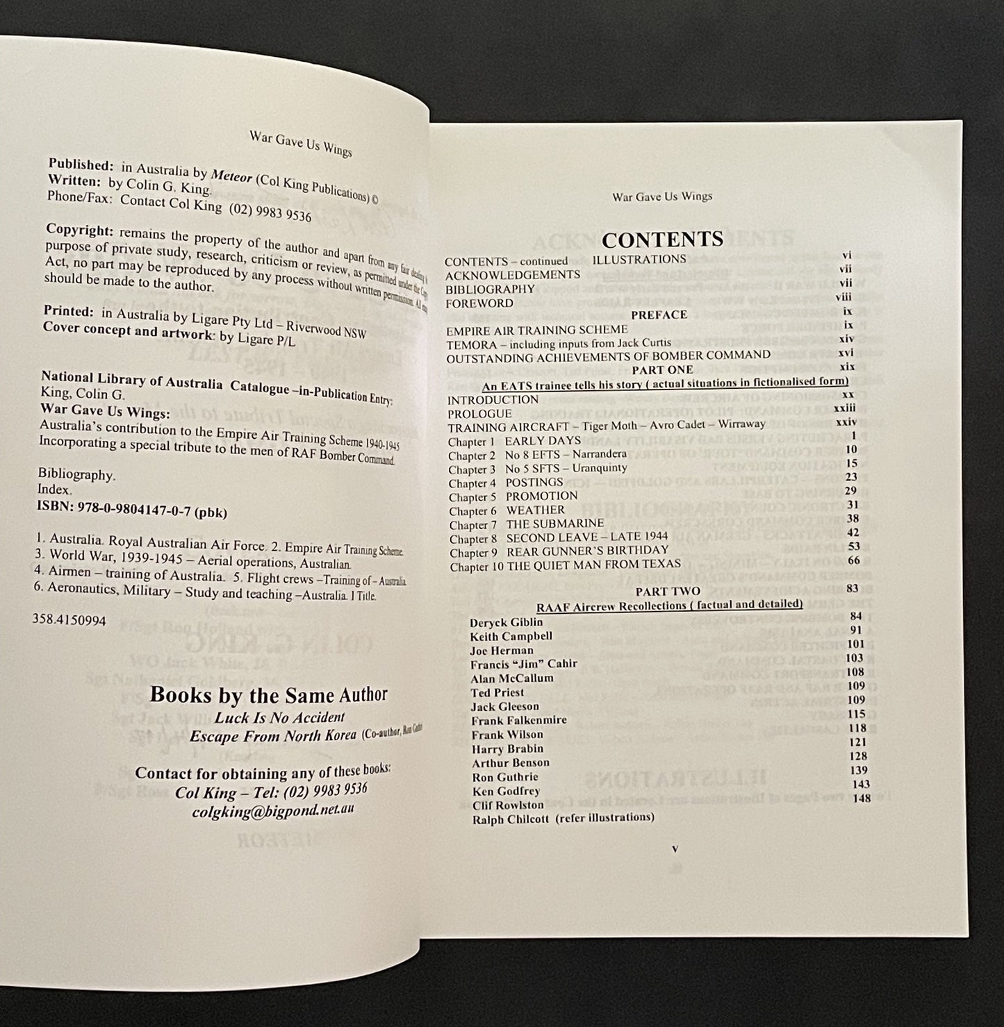 War Gave Us Wings by Colin G. King