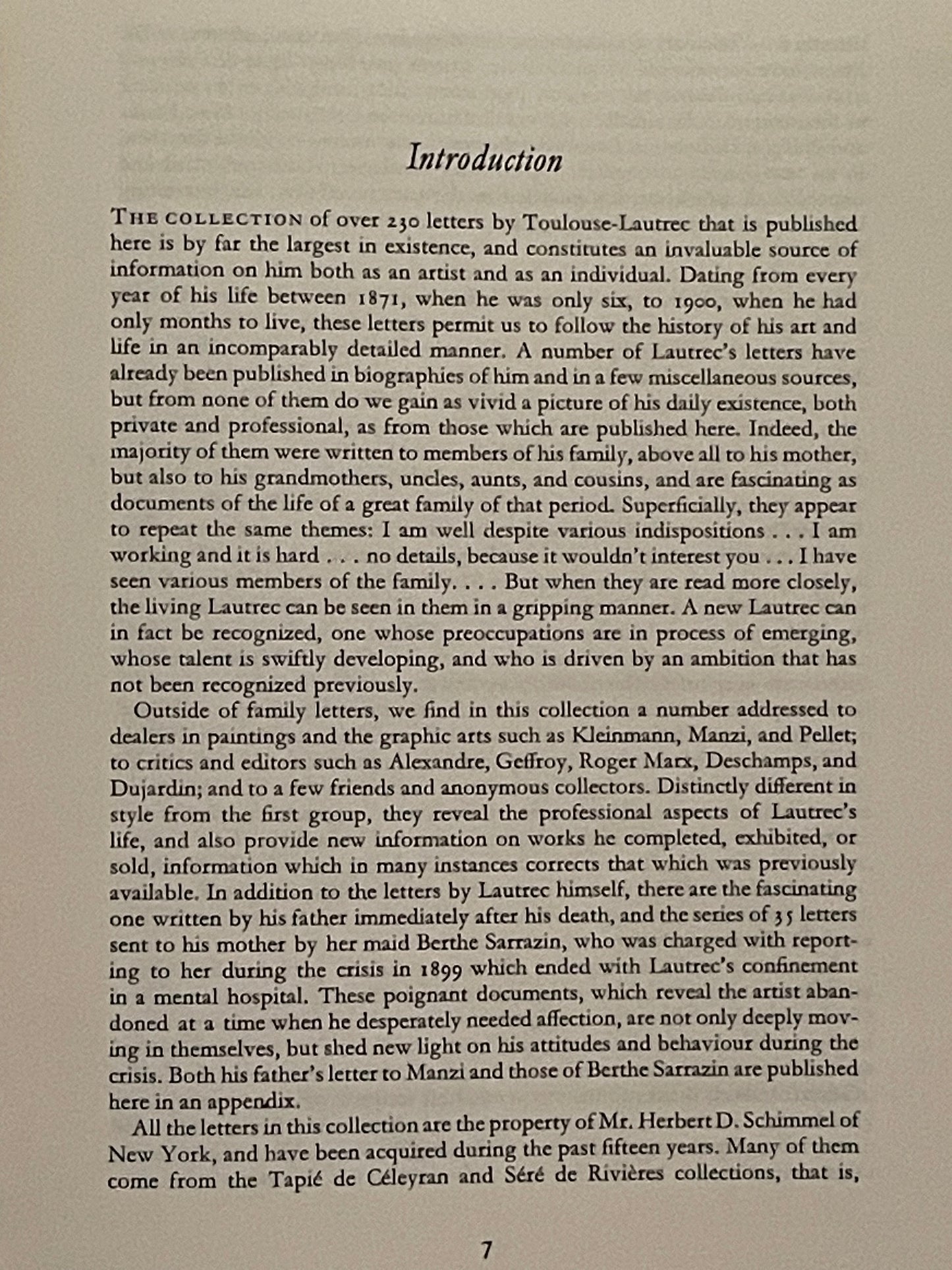 Unpublished Correspondence of Henri de Toulouse-Lautrec by Lucien Goldschmidt and Herbert Schimmel