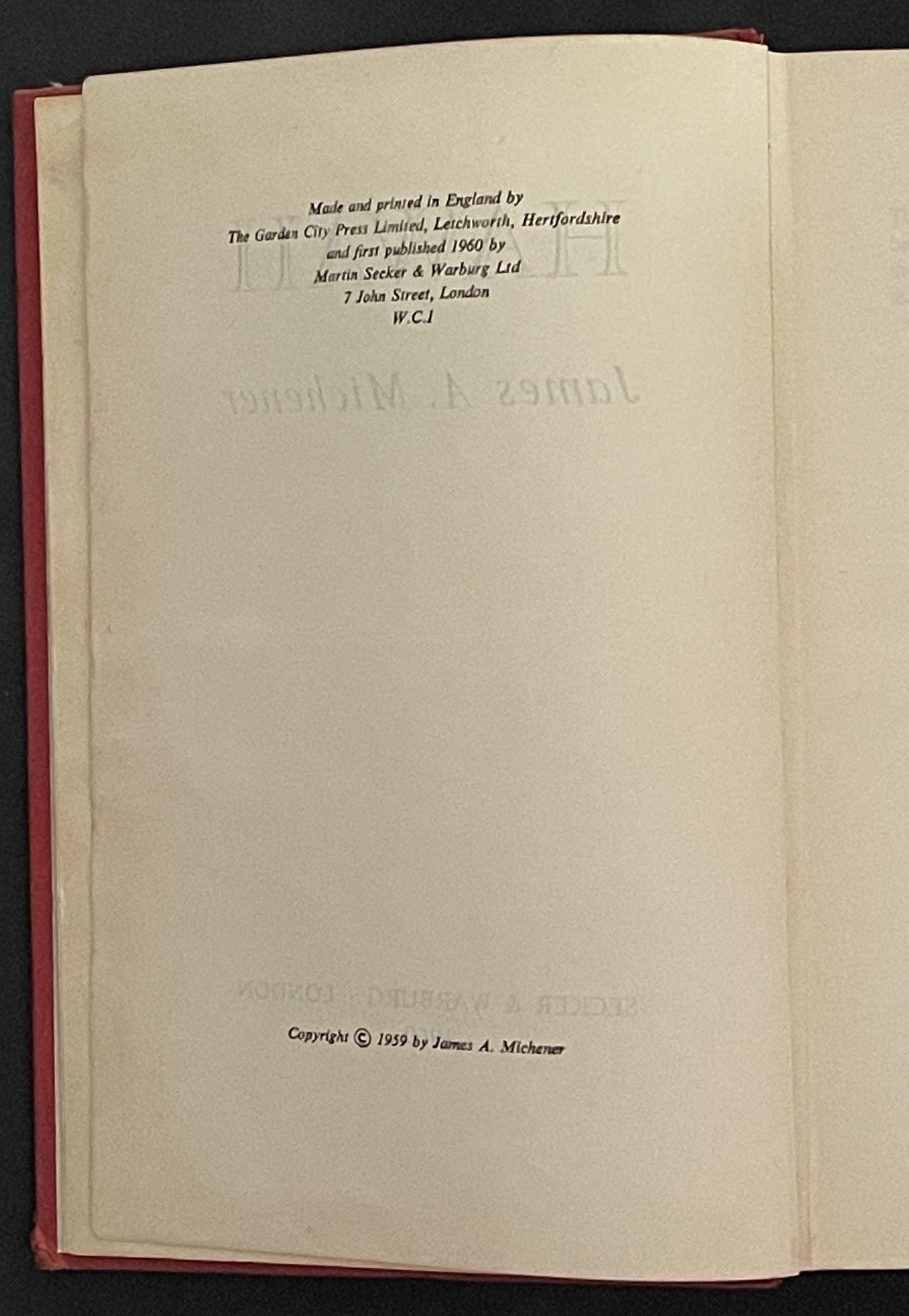 Hawaii by James A. Michener