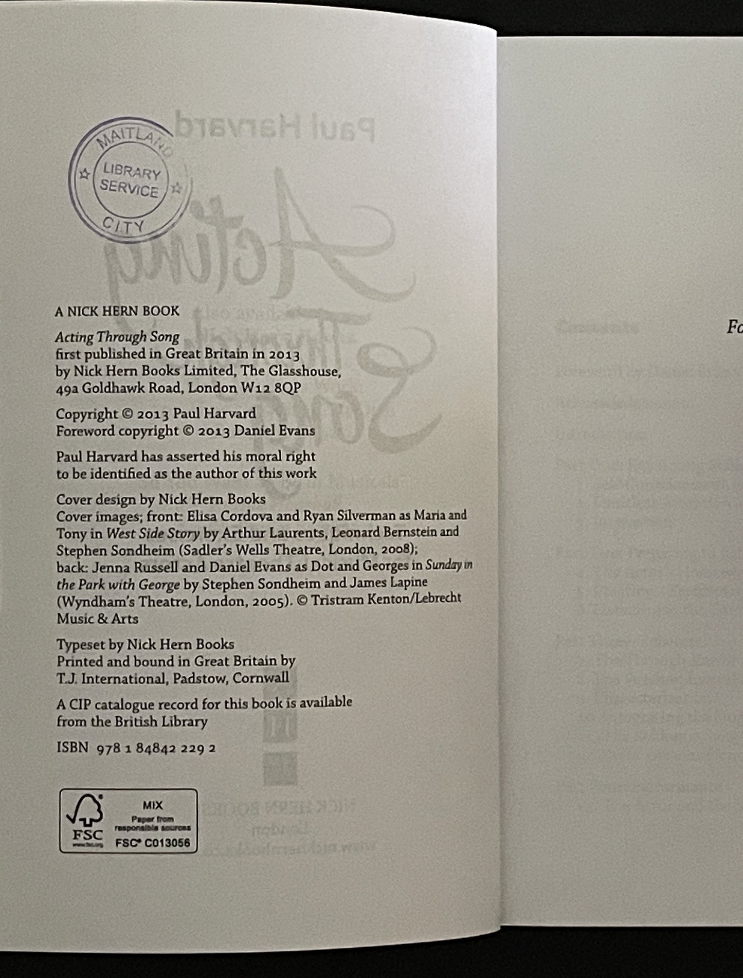 Acting Through Song by Paul Harvard