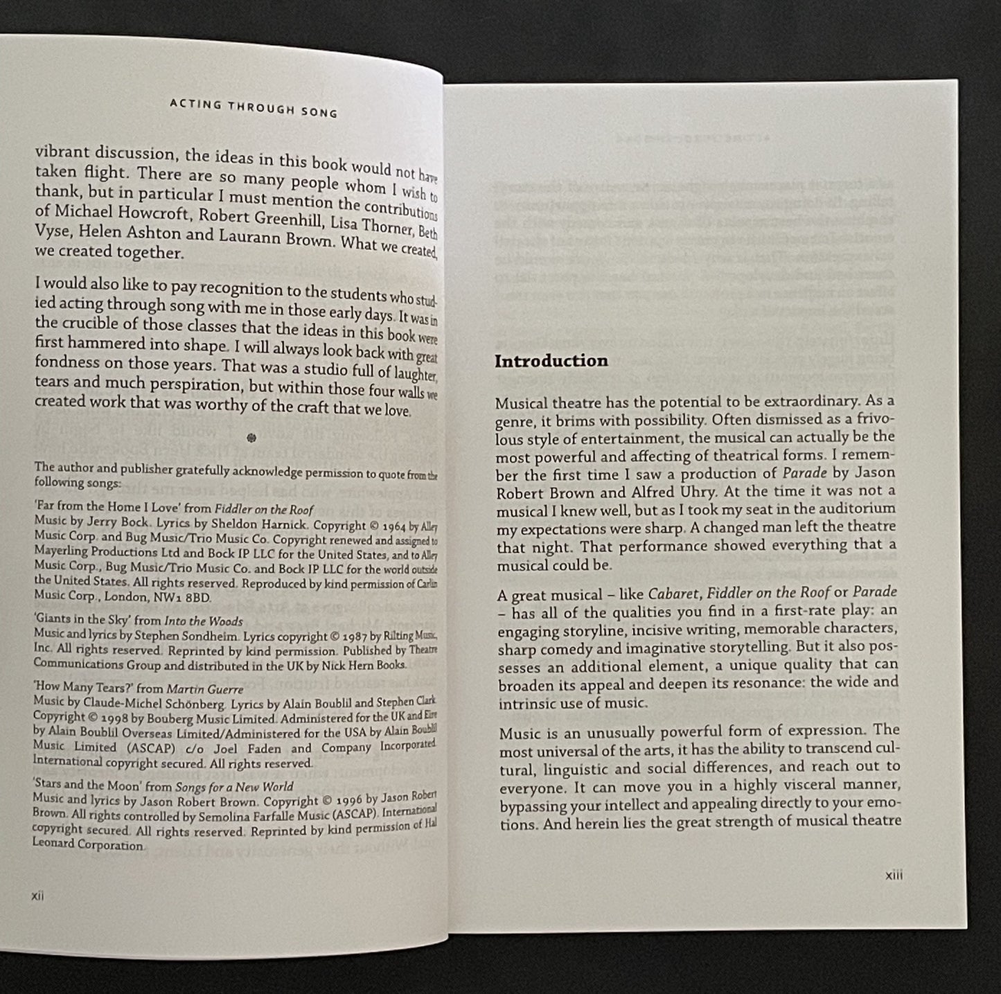 Acting Through Song by Paul Harvard