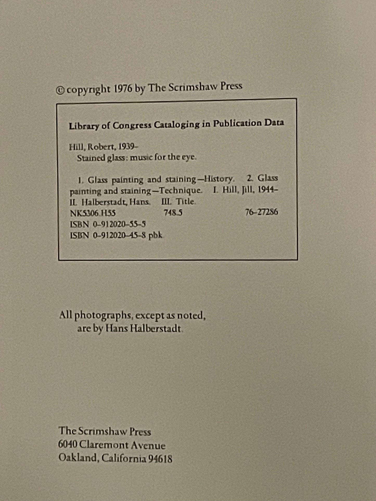 Stained Glass by Robert Hill, Jill Hill, Hans Halberstadt