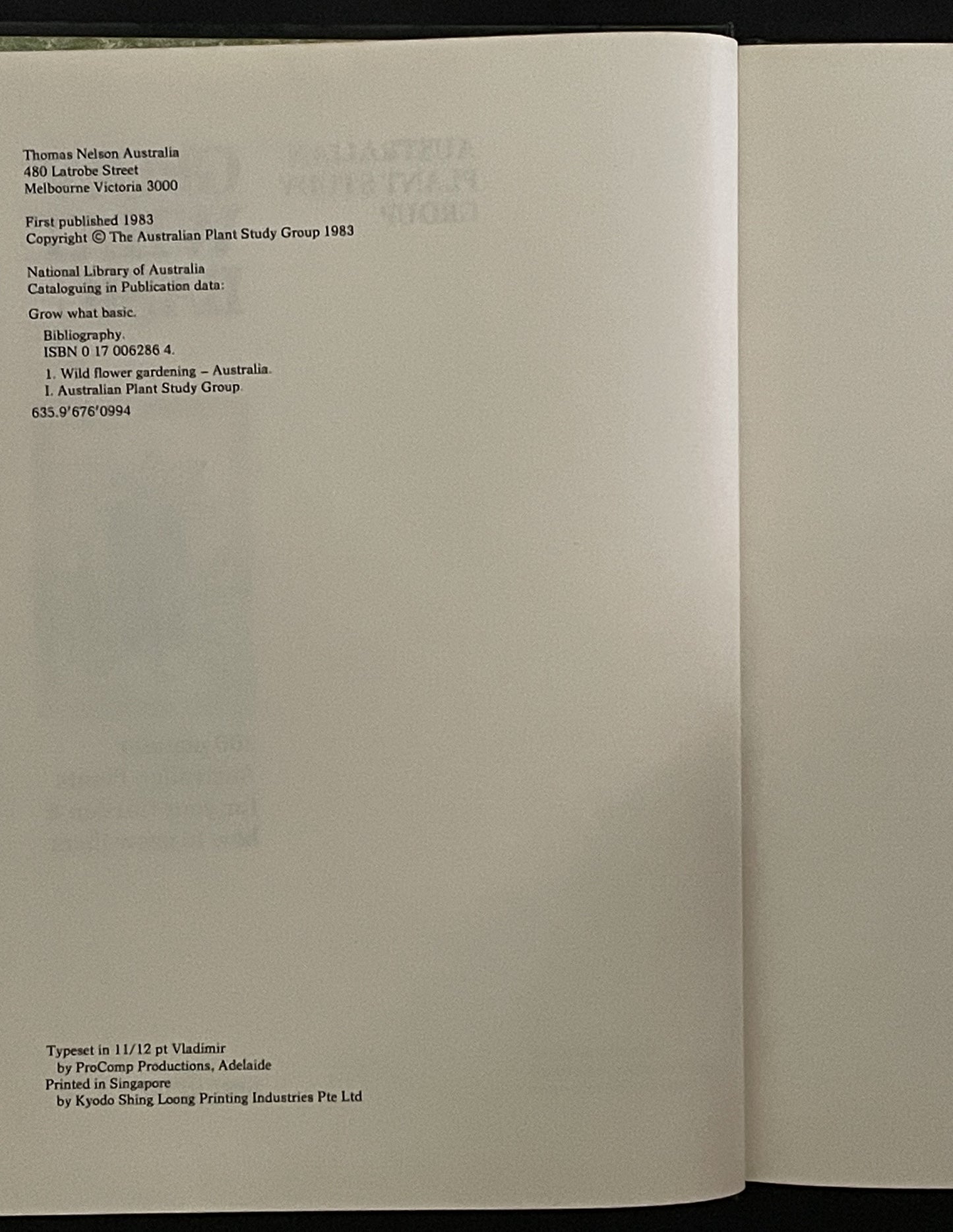 GROW WHAT BASIC by The Australian Plant Study Group