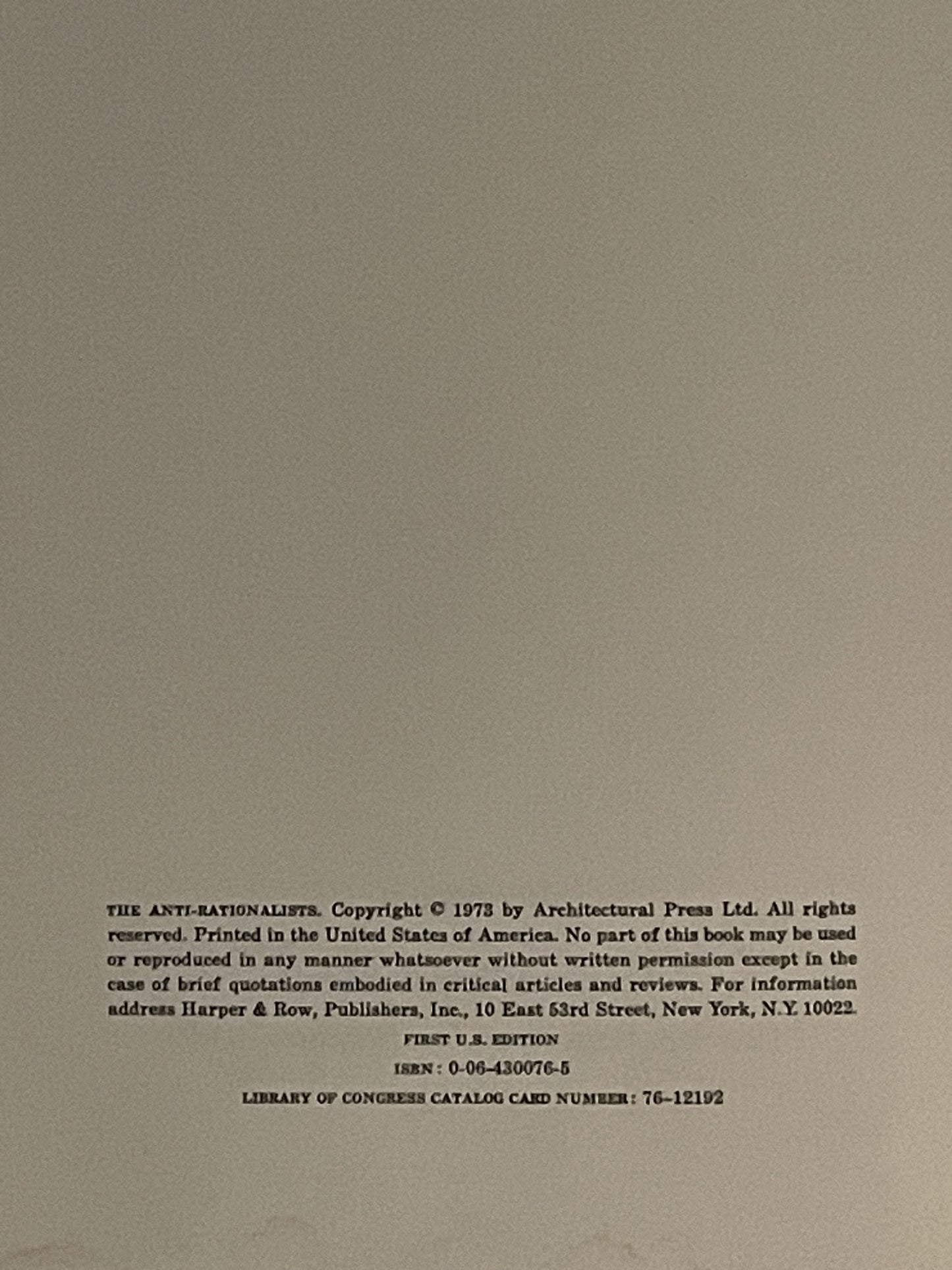 The Anti-rationalists by Nikolaus Pevsner, James Maude Richards