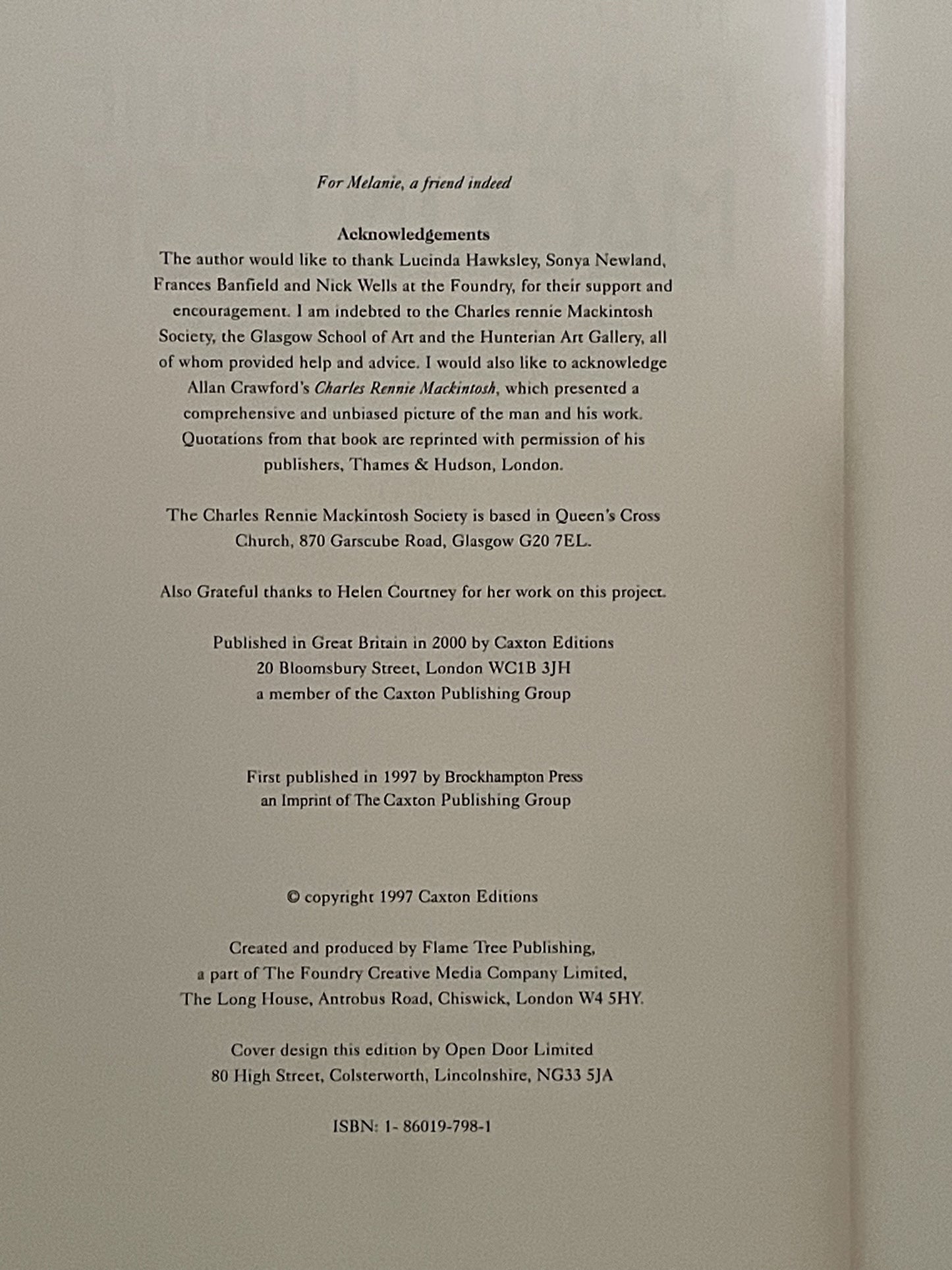 The Life, Times and Work of Charles Rennie Mackintosh by K. E. Sullivan et al.