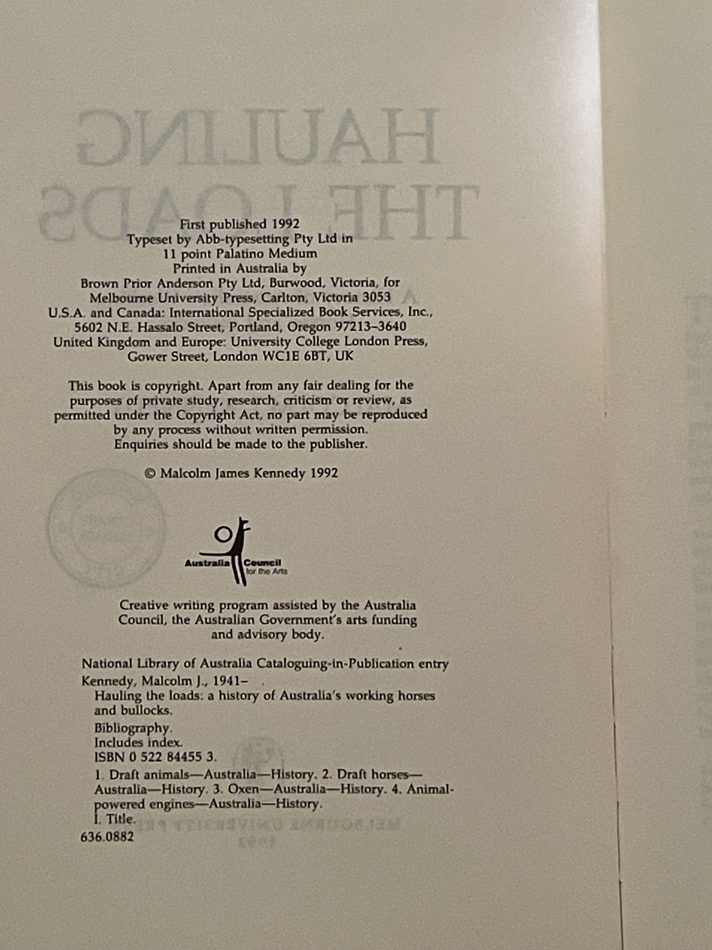 Hauling the Loads by Malcolm J. Kennedy