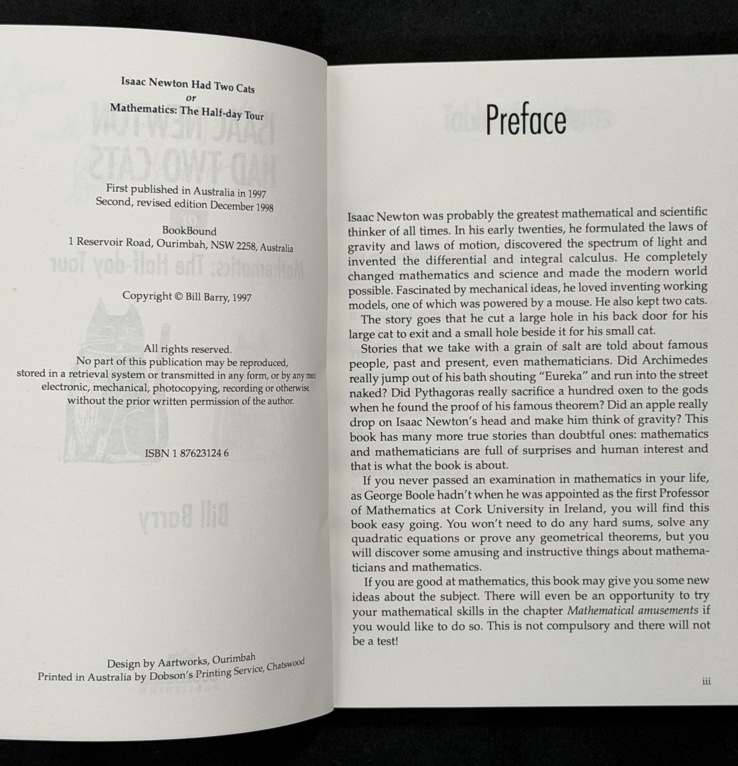 Isaac Newton Had Two Cats, Or, Mathematics by Bill Barry