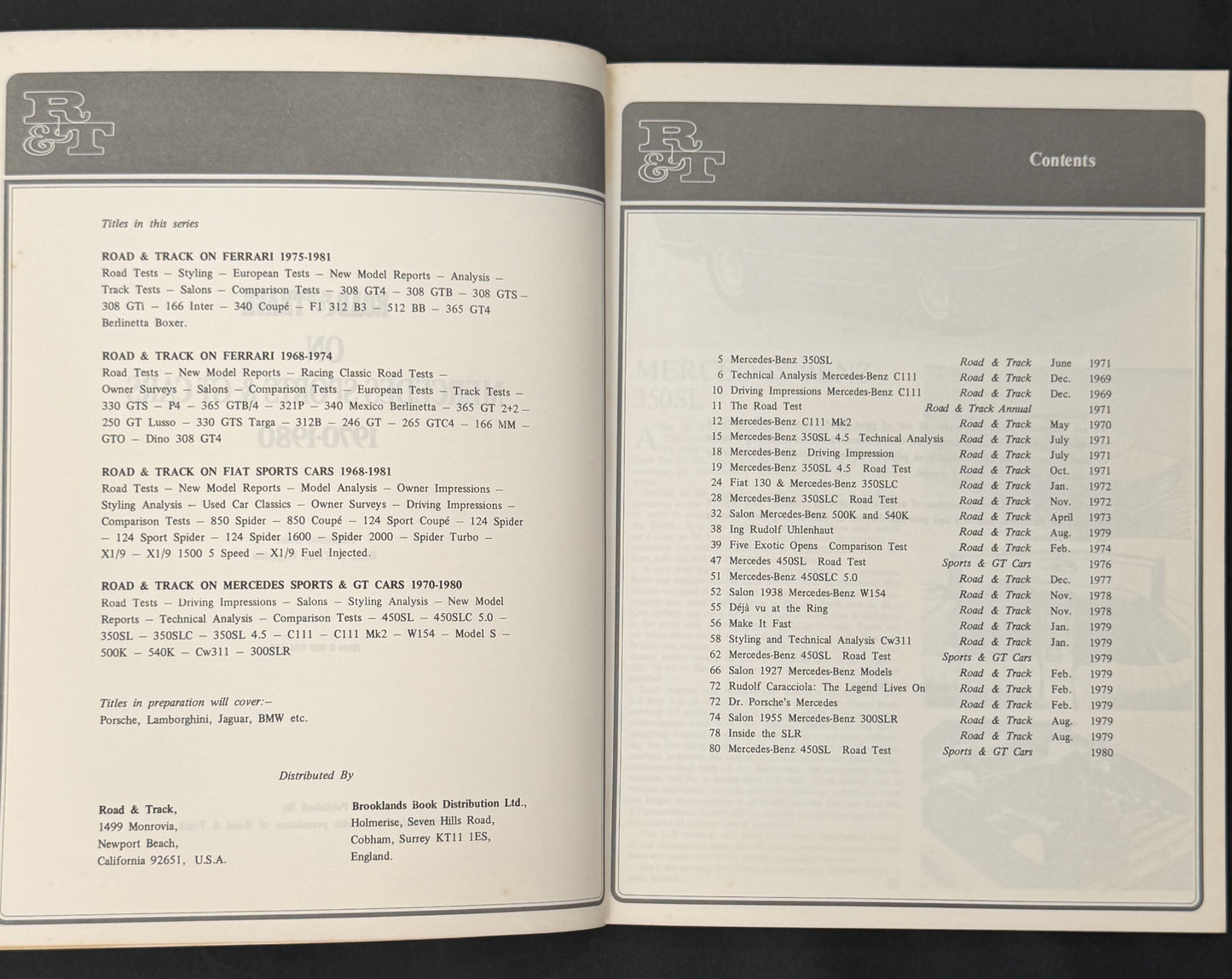 Road & Track on Mercedes Sports & GT Cars, 1970-1980