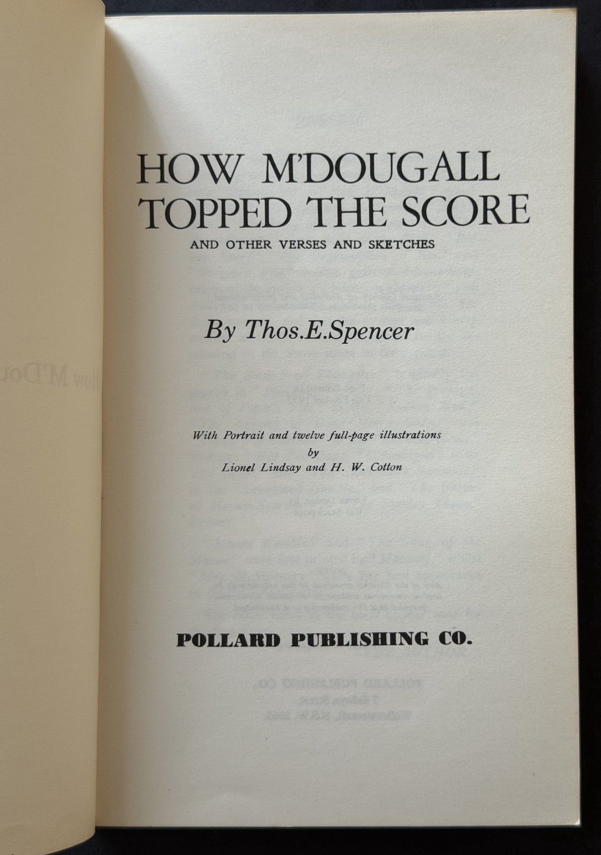 How M'Dougall Topped The Score by Thos. E. Spencer