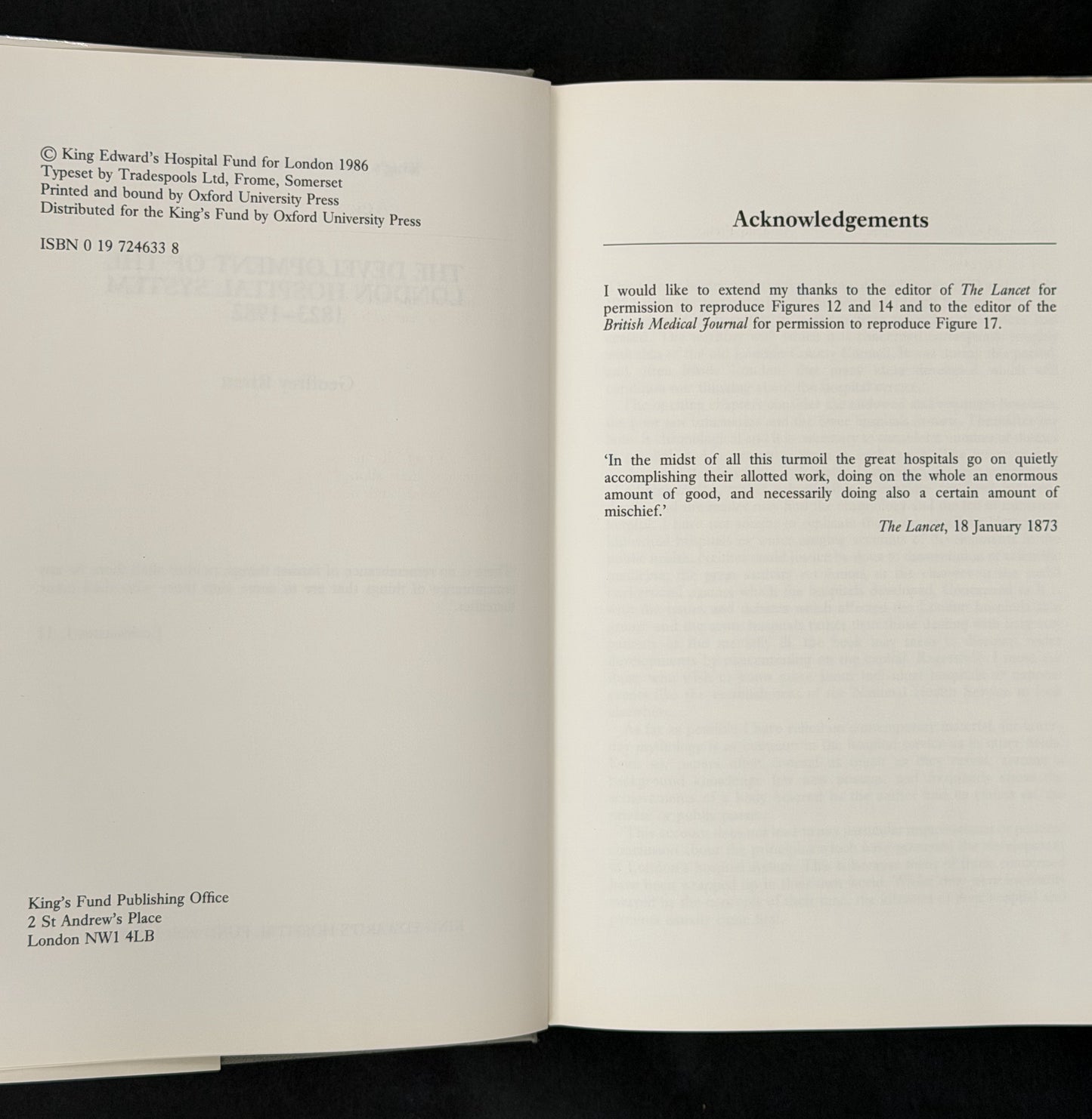The Development of the London Hospital System, 1823-1982 by Geoffrey Rivett