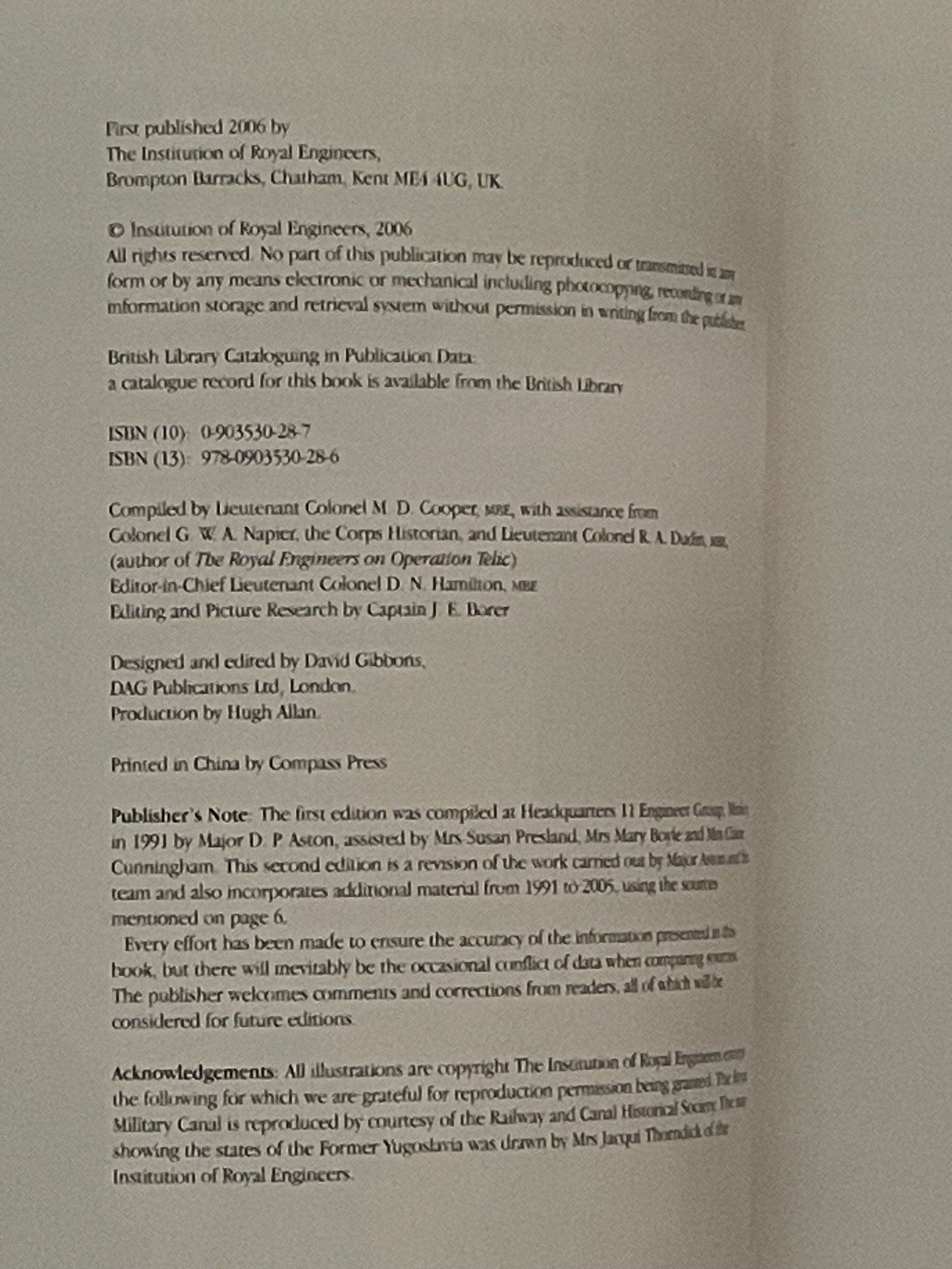 A Short History of the Corps of Royal Engineers by M. D. Cooper, David Gibbons