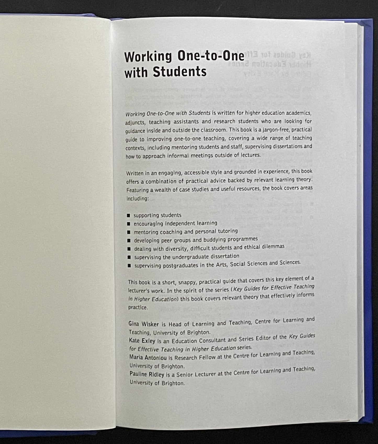 Working One-to-one with Students by Gina Wisker, Kate Exley
