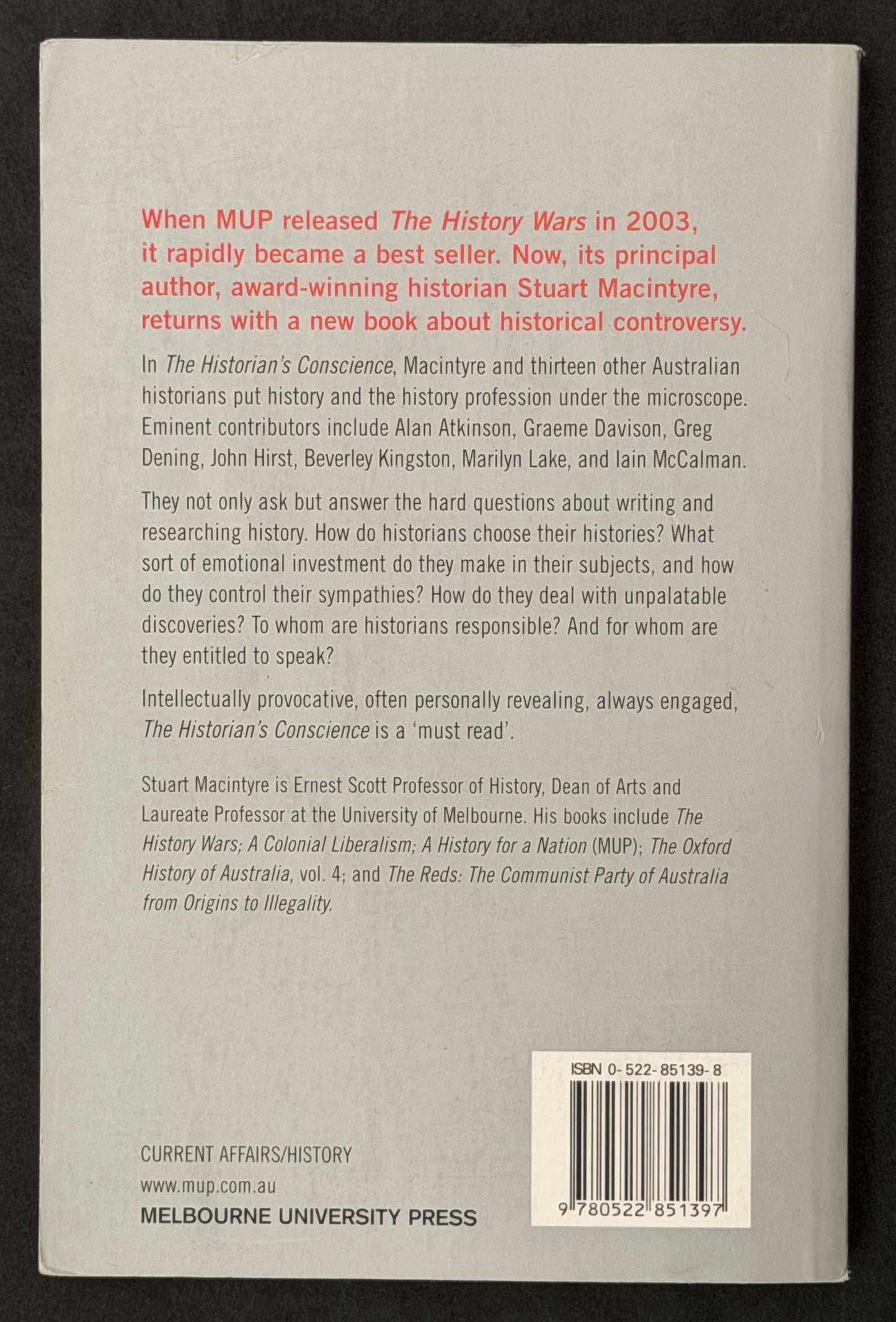 The Historian's Conscience by Stuart Macintyre