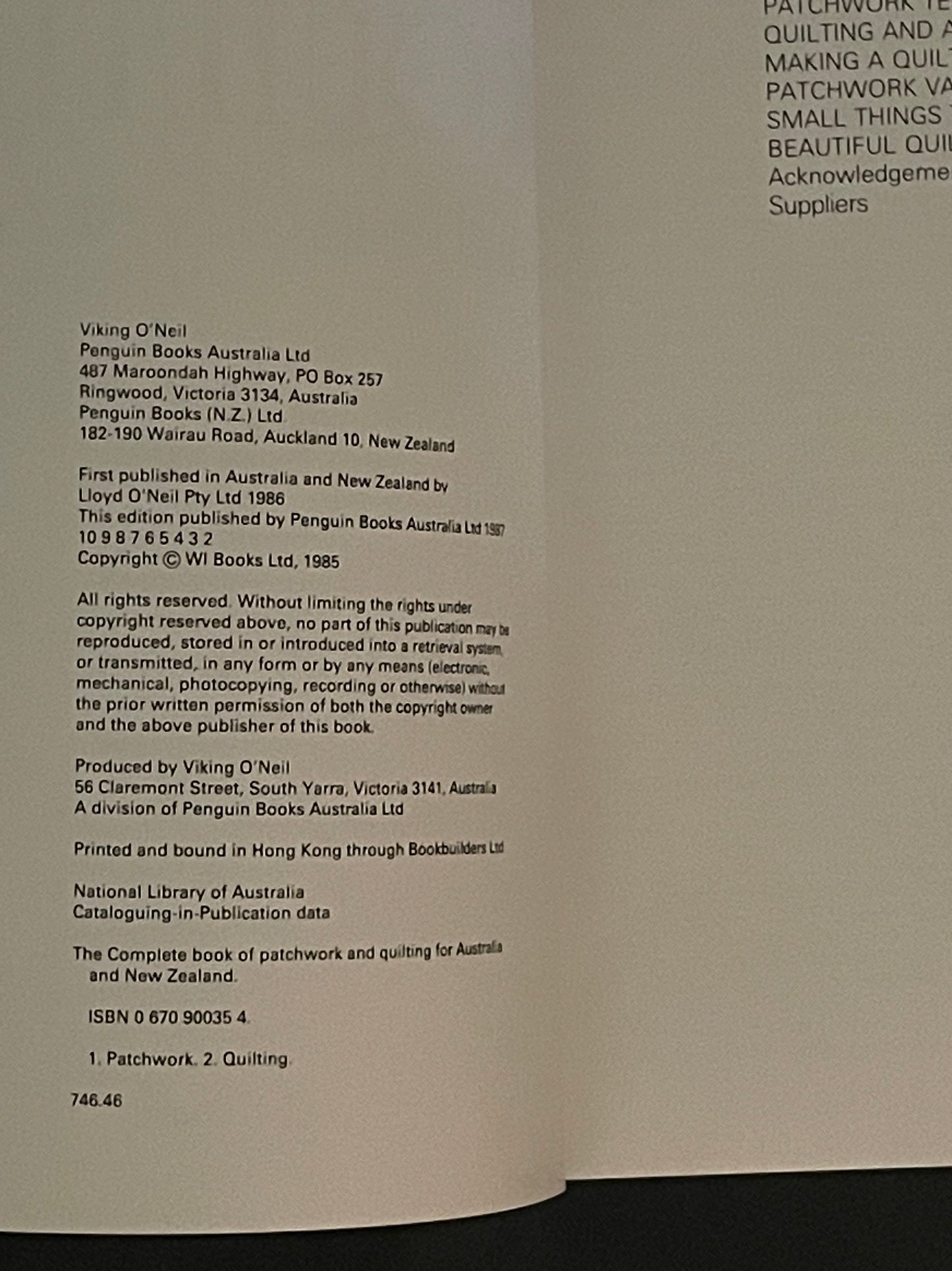 Complete Book of Patchwork and Quilting for Australia and New Zealand