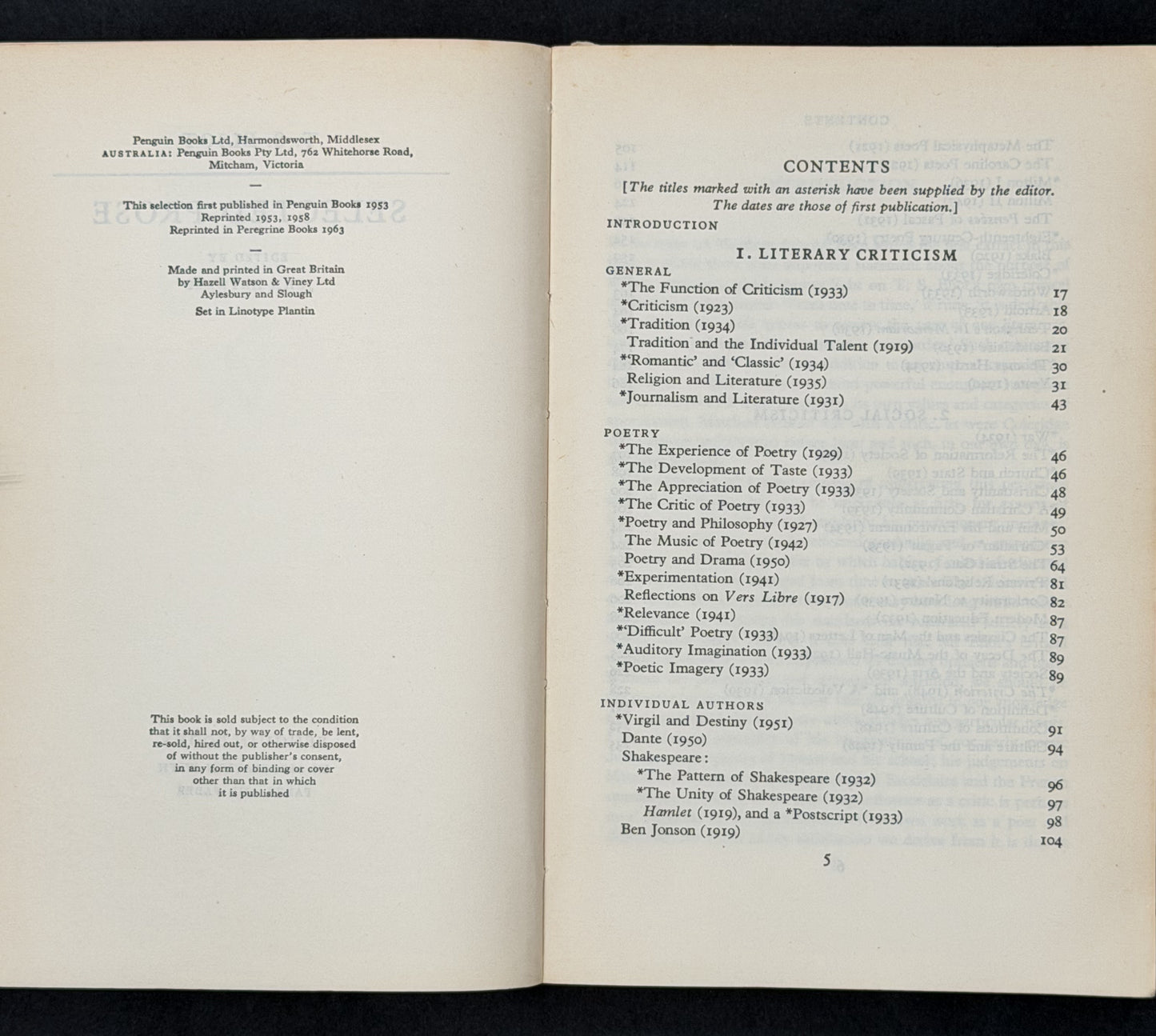 Selected Prose by T.S. Eliot