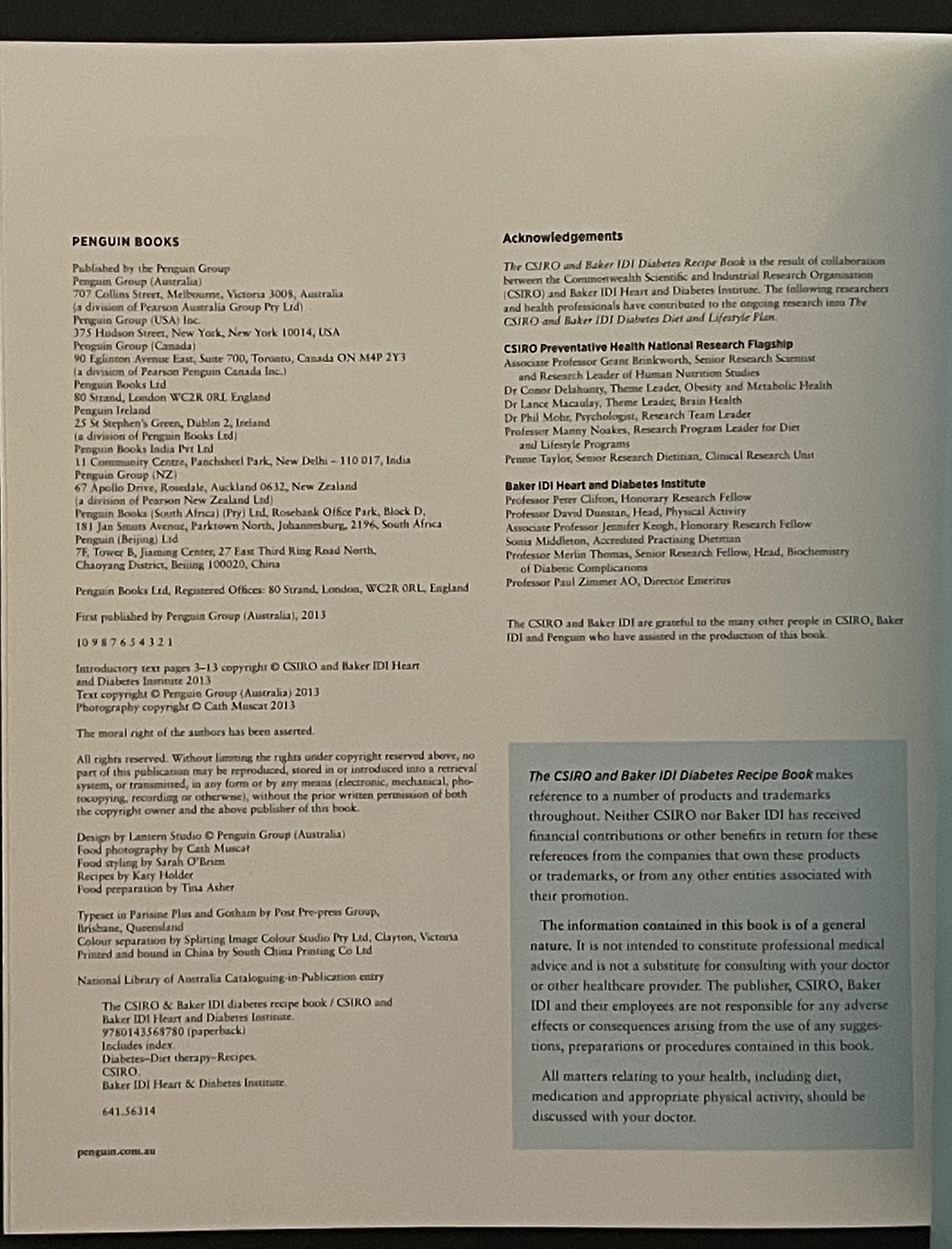 The CSIRO and BAKER IDI Diabetes Recipe Book by CSIRO and Baker IDI Heart & Diabetes Institute