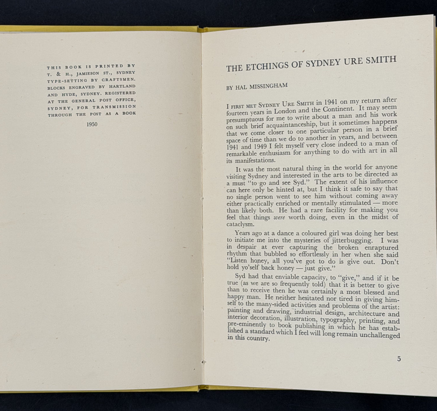 The Etchings of Sydney Ure Smith by Hal Missingham