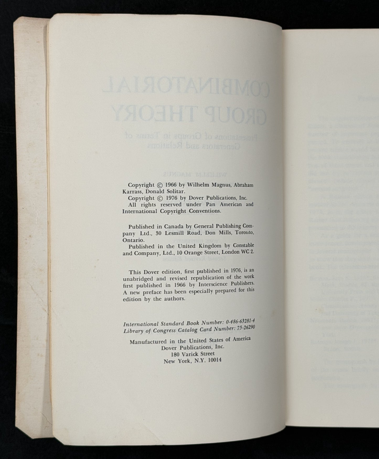Combinatorial Group Theory by Wilhelm Magnus, Abraham Karrass, Donald Solitar