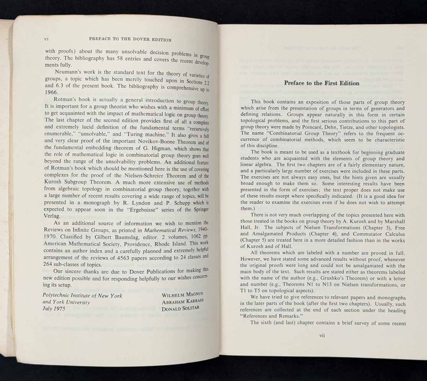 Combinatorial Group Theory by Wilhelm Magnus, Abraham Karrass, Donald Solitar