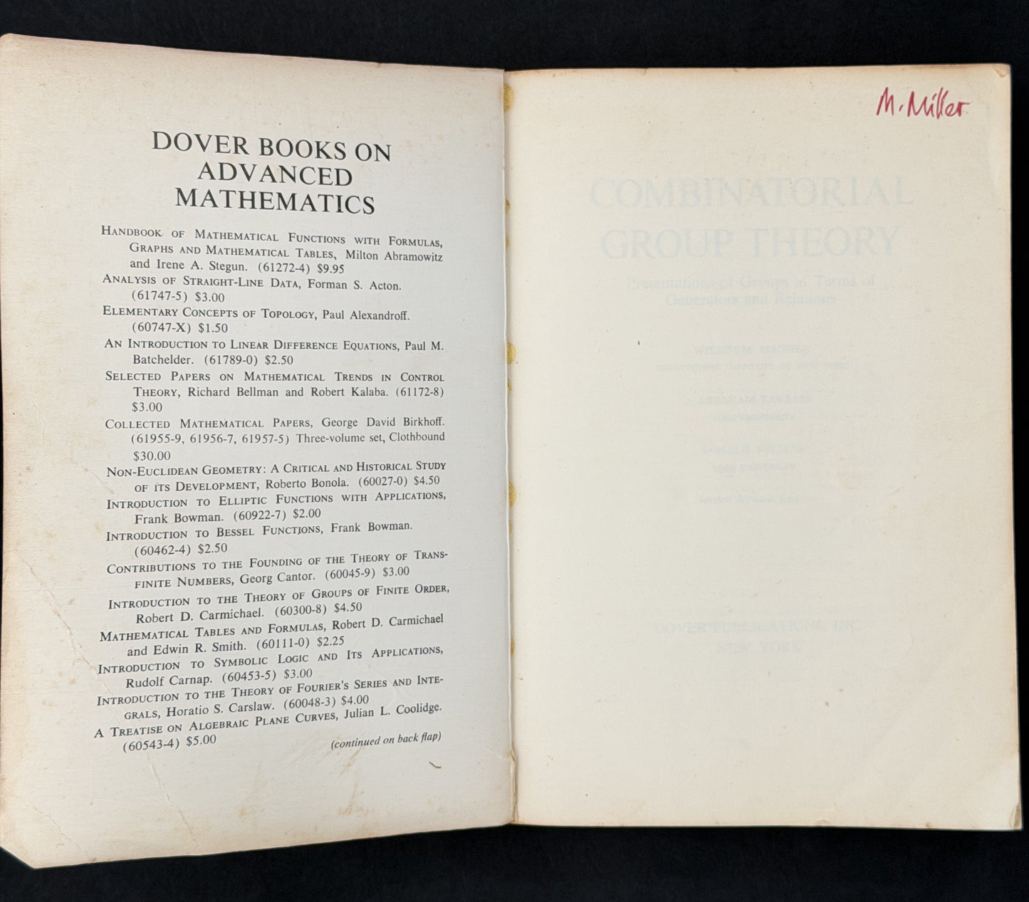 Combinatorial Group Theory by Wilhelm Magnus, Abraham Karrass, Donald Solitar