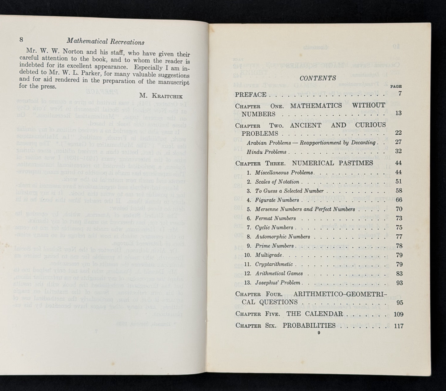 CHECK Mathematical Recreations by Maurice Kraitchik