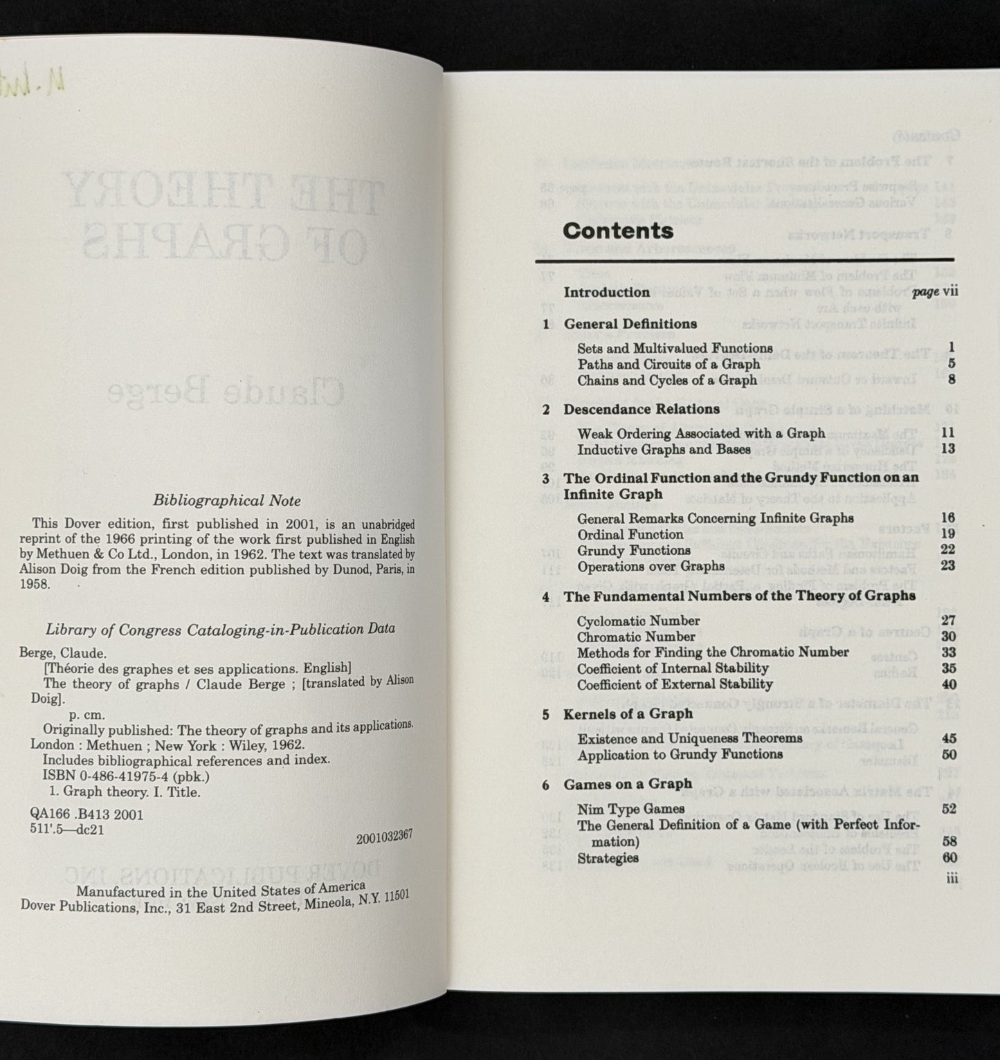 The Theory of Graphs by Claude Berge