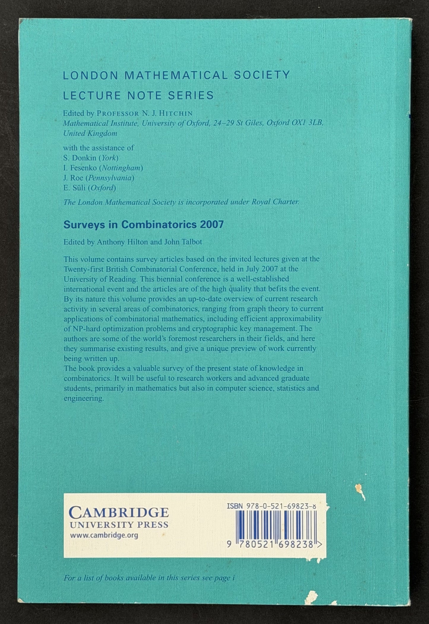 Surveys in Combinatorics 2007 by Anthony Hilton, John Talbot
