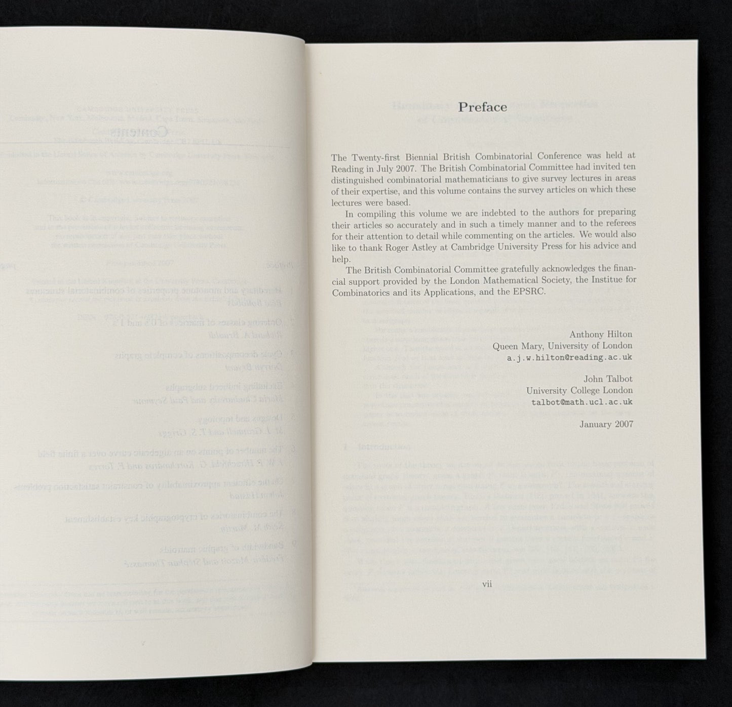 Surveys in Combinatorics 2007 by Anthony Hilton, John Talbot