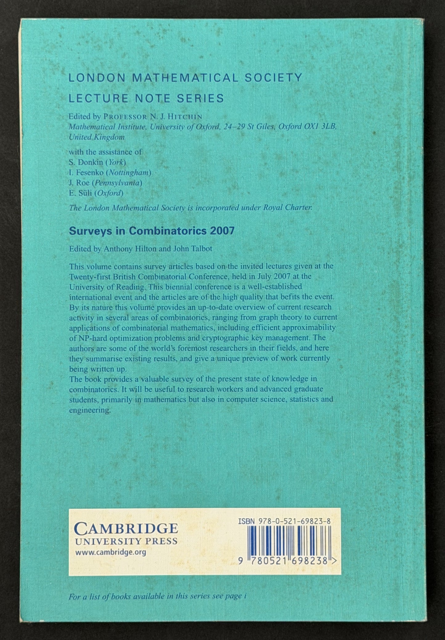 Surveys in Combinatorics 2007 by Anthony Hilton, John Talbot