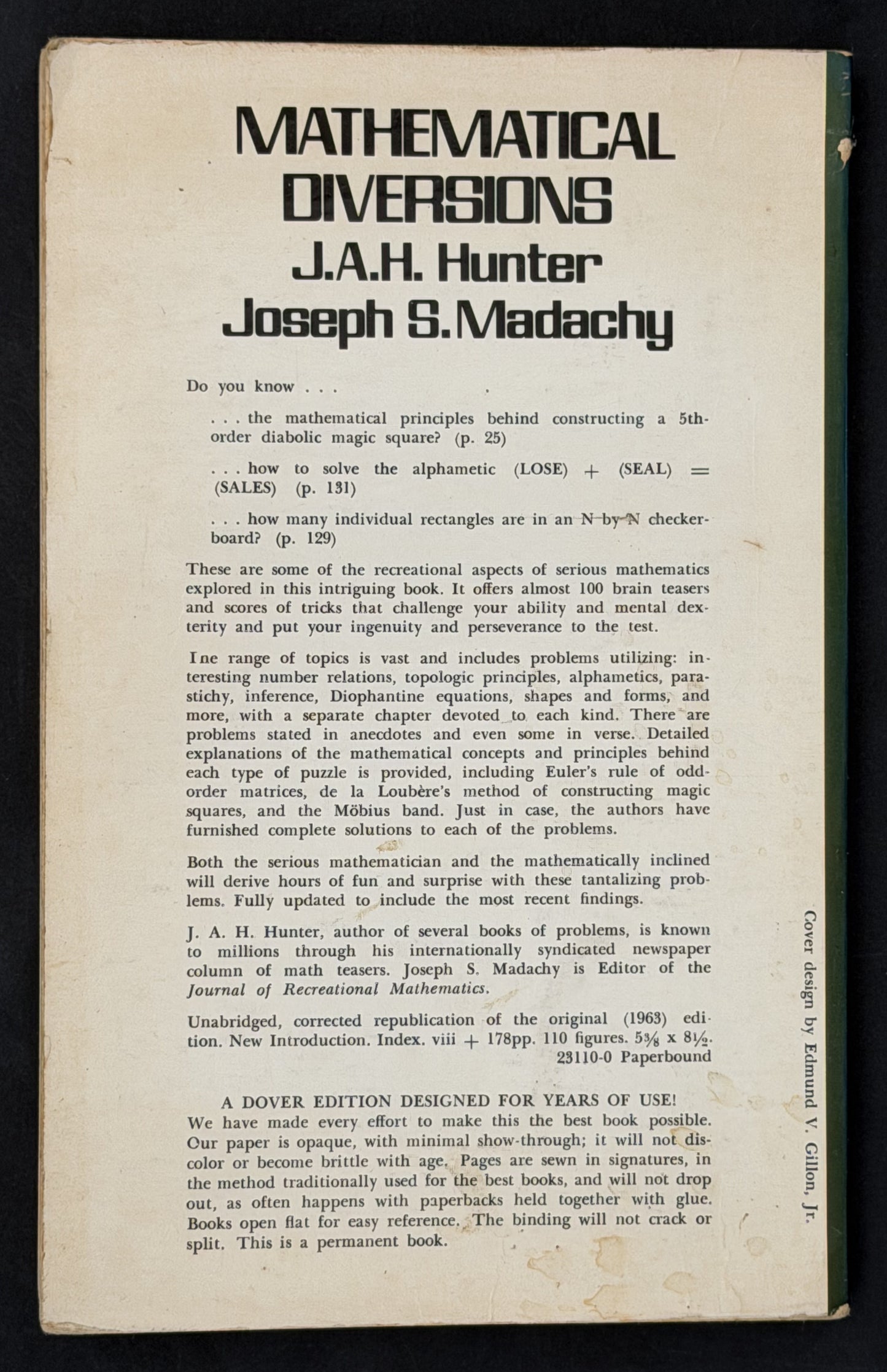Mathematical Diversions by James Alston Hope Hunter, Joseph S. Madachy