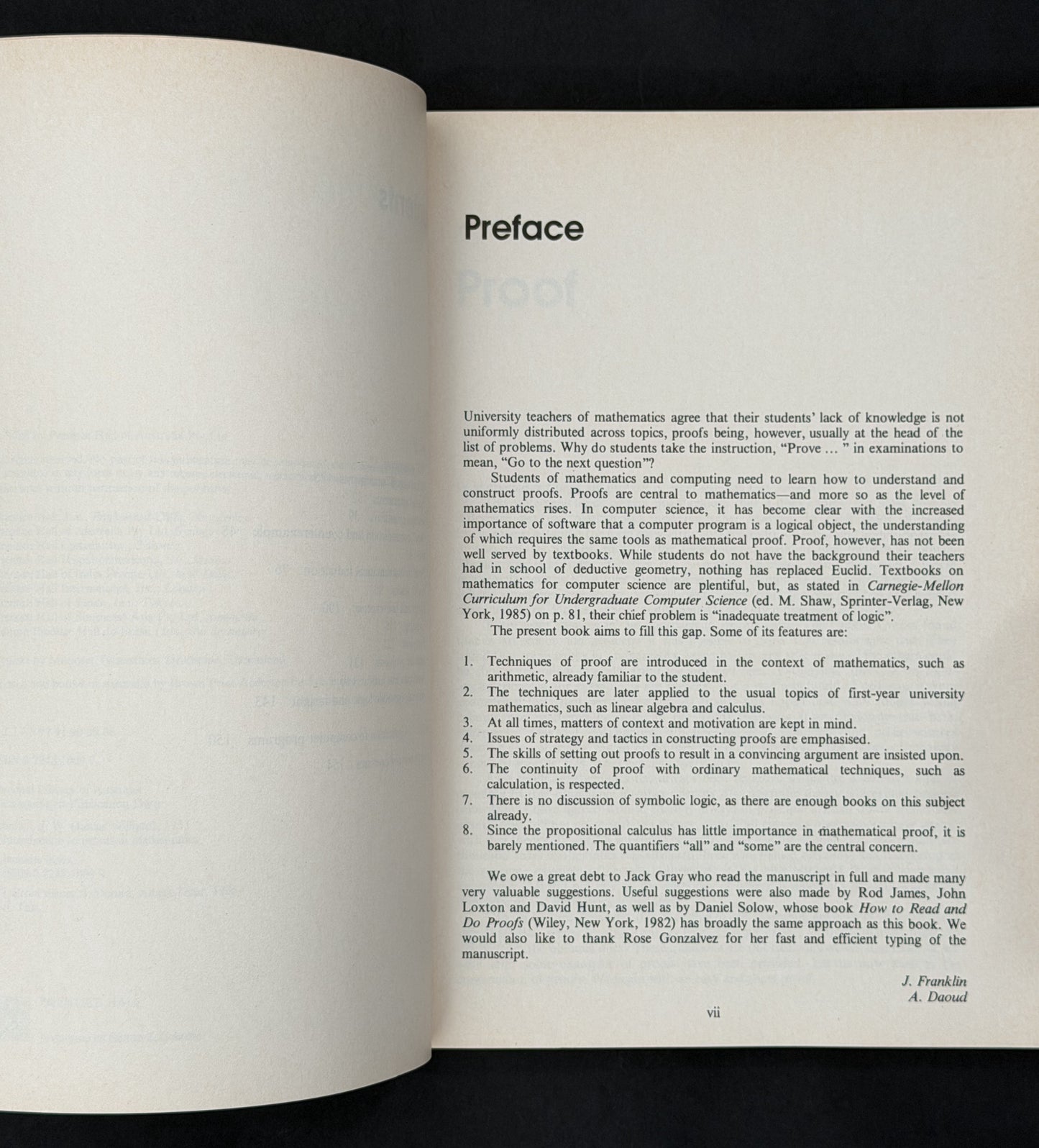 Introduction to Proofs in Mathematics by James Franklin, Albert Daoud
