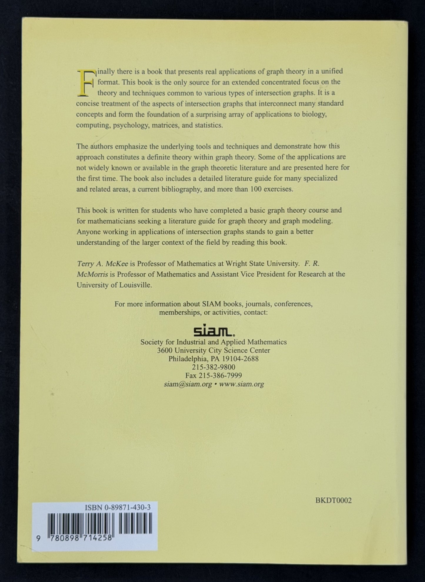 Topics in Intersection Graph Theory by Terry A. McKee, F. R. McMorris