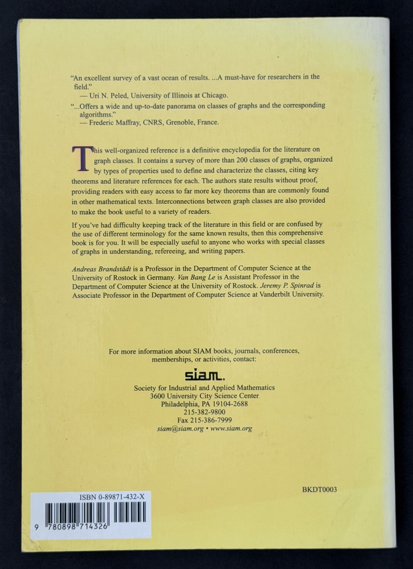 Graph Classes by Andreas Brandstadt, Van Bang Le, Jeremy P. Spinrad