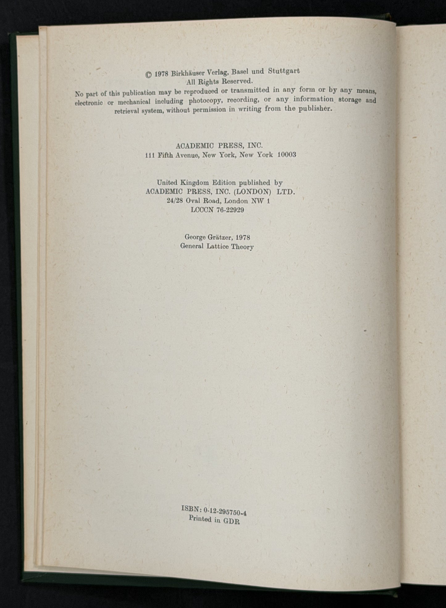 Pure and Applied Mathematics by George A. Gratzer