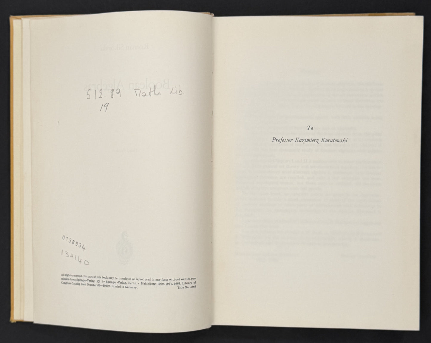 Boolean Algebras by Roman Sikorski