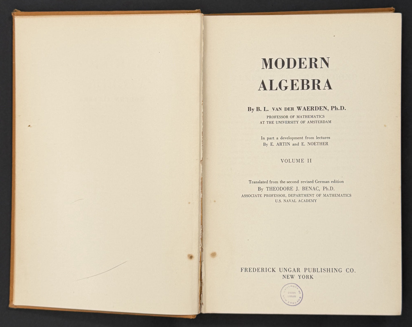 Modern Algebra, Volume II by B. L. van der Waerden