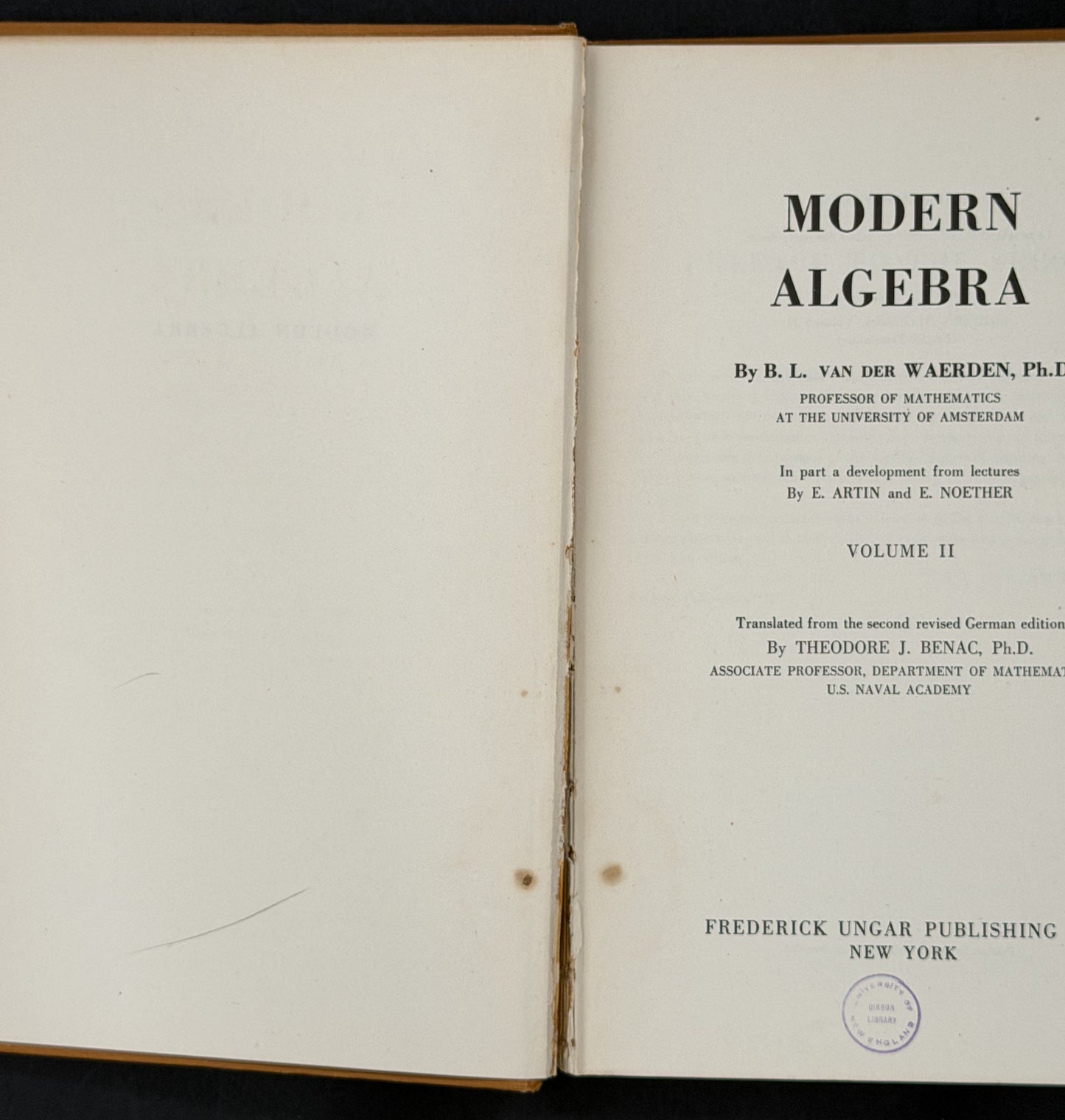Modern Algebra, Volume II by B. L. van der Waerden