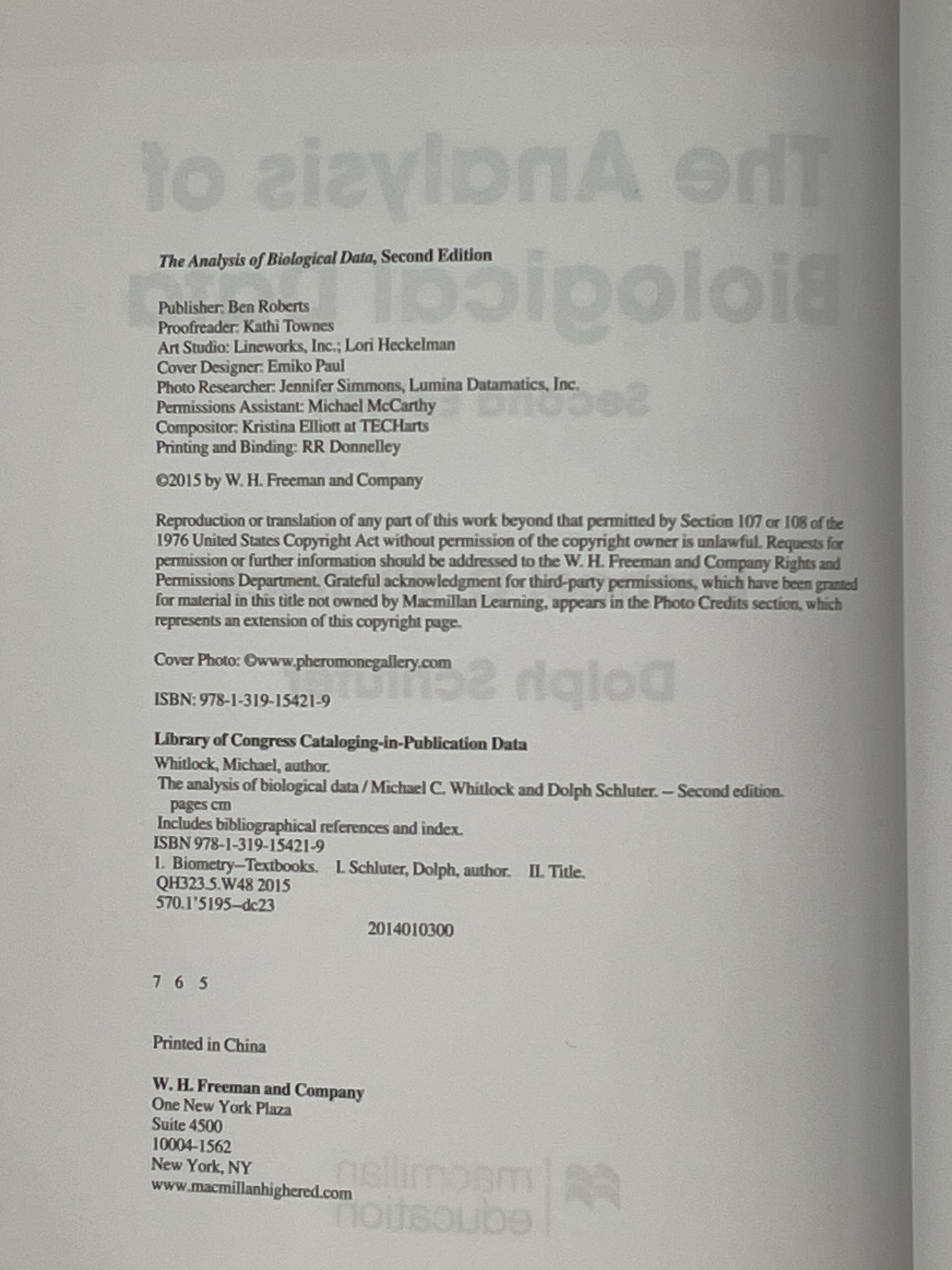 The Analysis of Biological Data by Michael C. Whitlock, Dolph Schluter