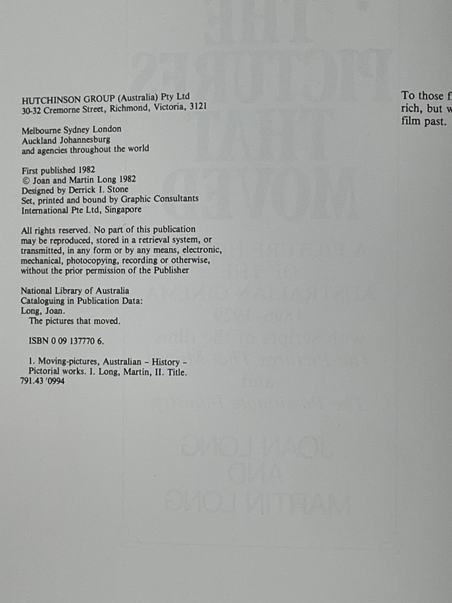 The Pictures that Moved by Joan Long, Martin Long