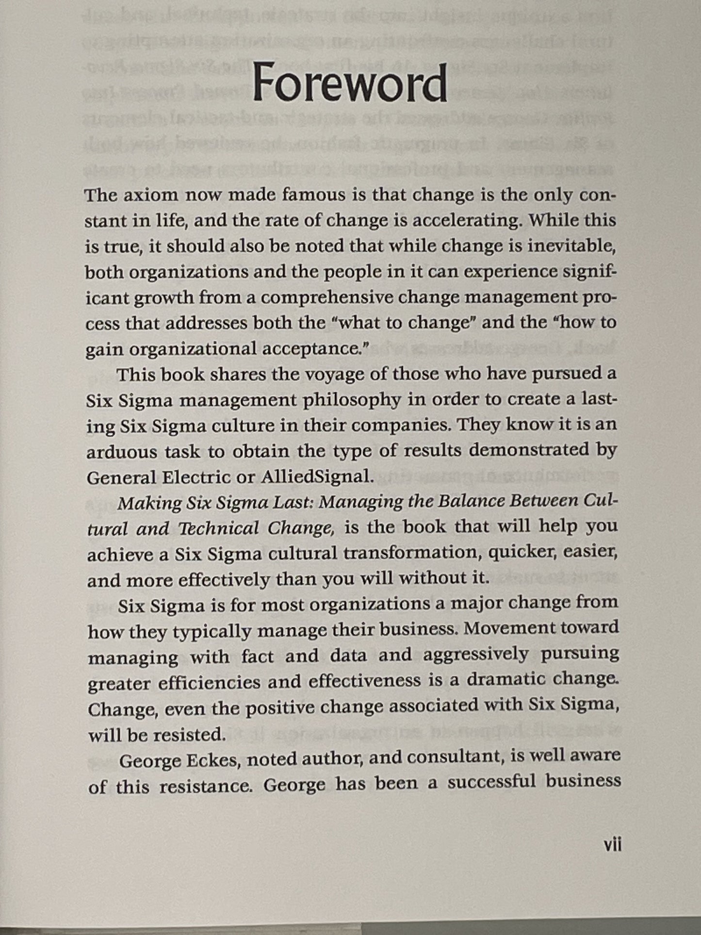 Making Six Sigma Last by George Eckes