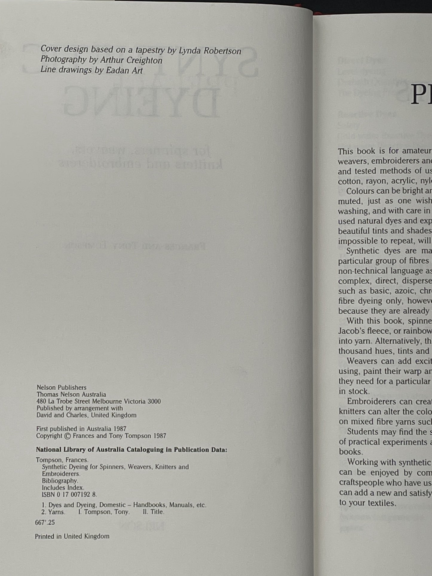 Synthetic Dyeing for Spinners, Weavers, Knitters and Embroiderers