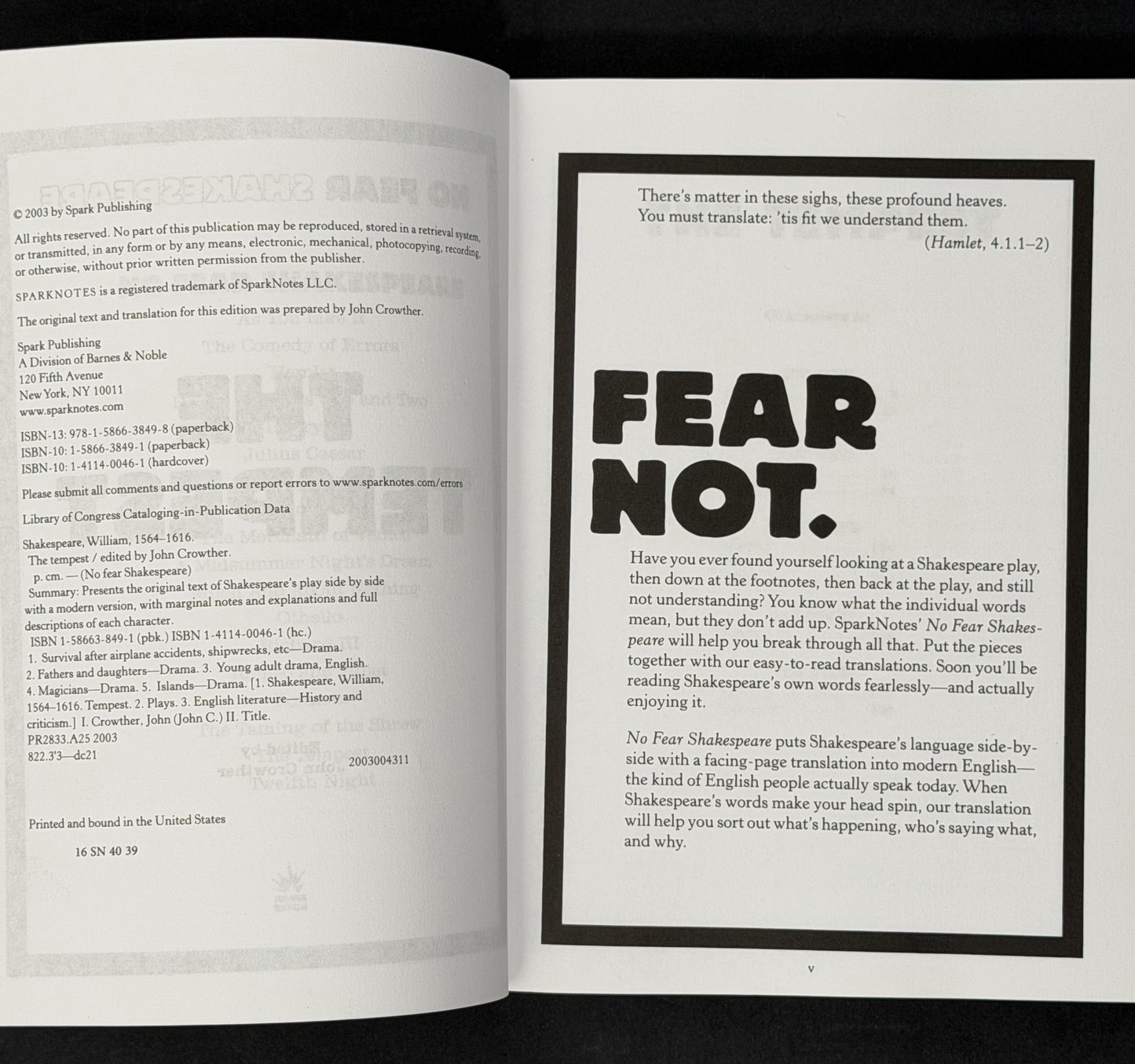 No Fear : The Tempest by Sparknotes Editors
