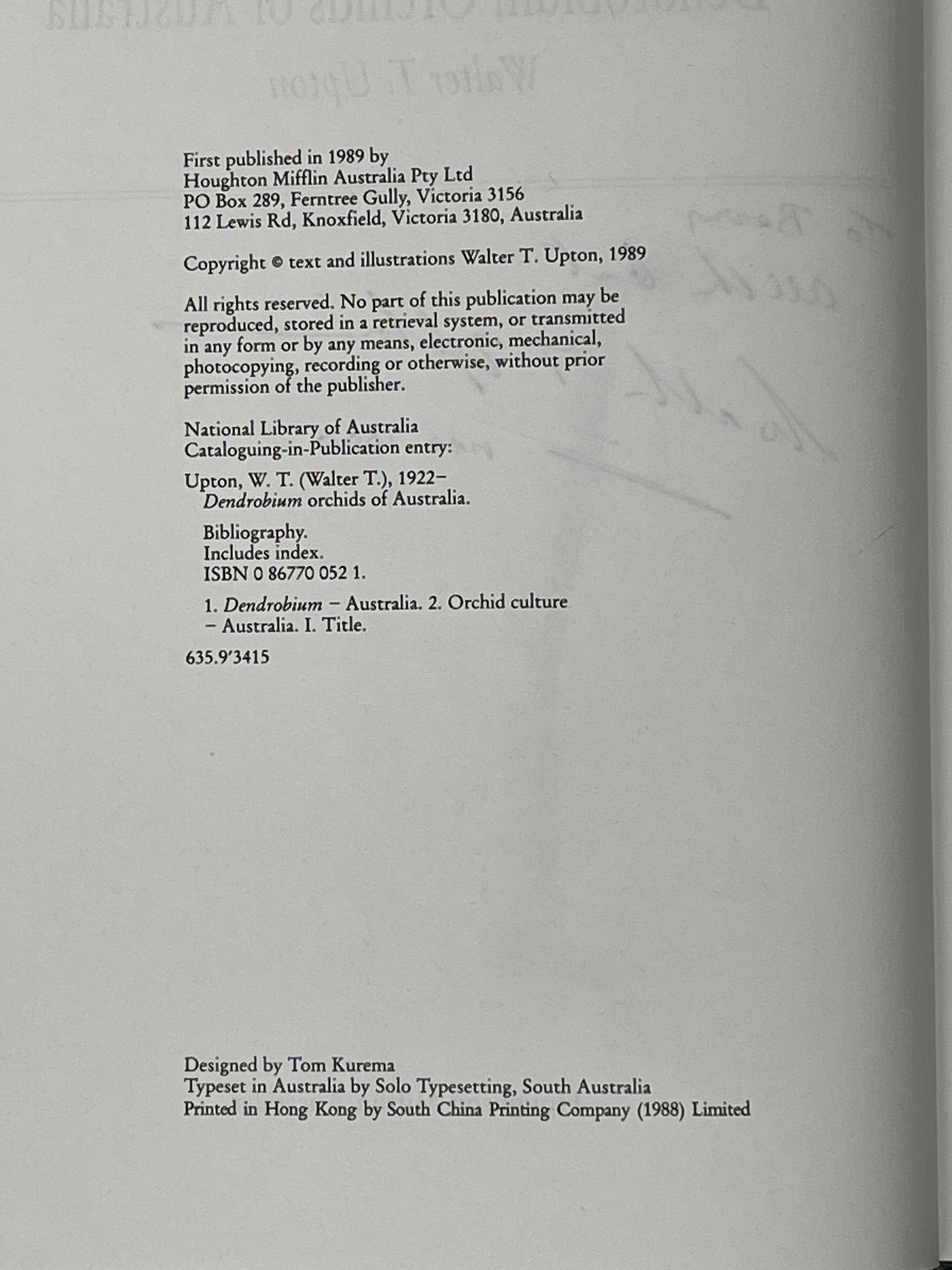 Dendrobium Orchids of Australia by W. T. Upton